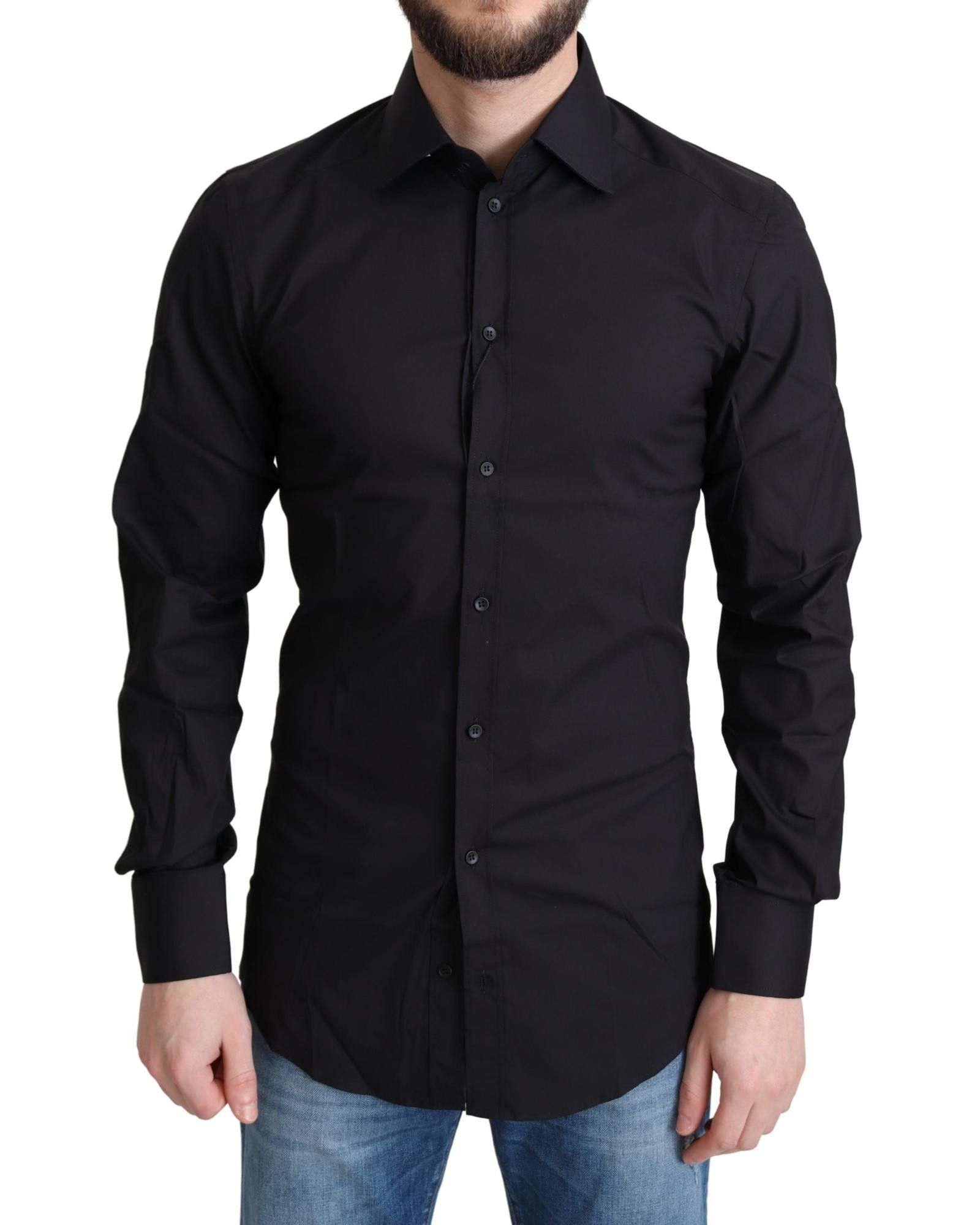 image of Dolce Gabbana Formal Dress Shirt in Black, Men's (Size XS)
