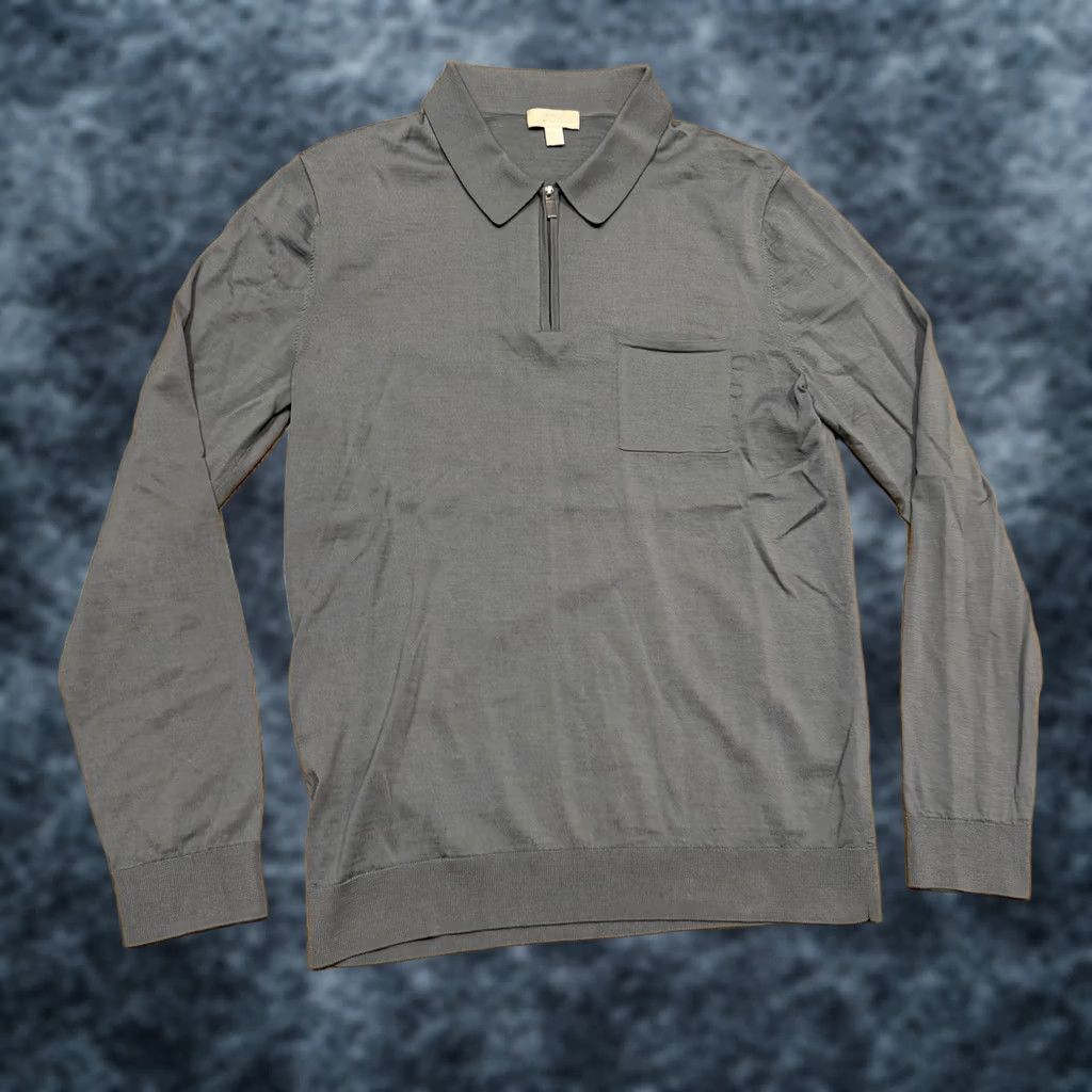Cos COS Merino Wool Polo 1/4 Zip Shirt Men’s Medium Blue Pullover Size US M / EU 48-50 / 2 - 1 Thumbnail
