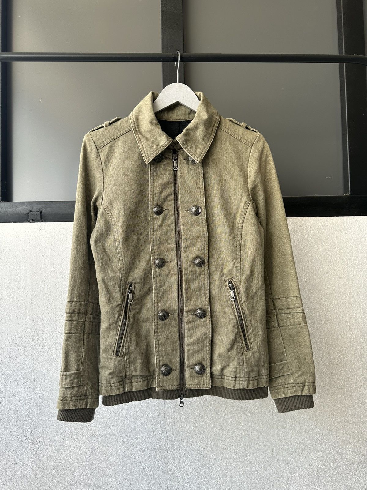 image of Y2K Civarize Napoleon Zipper Jacket in Old Olive, Men's (Size Medium)