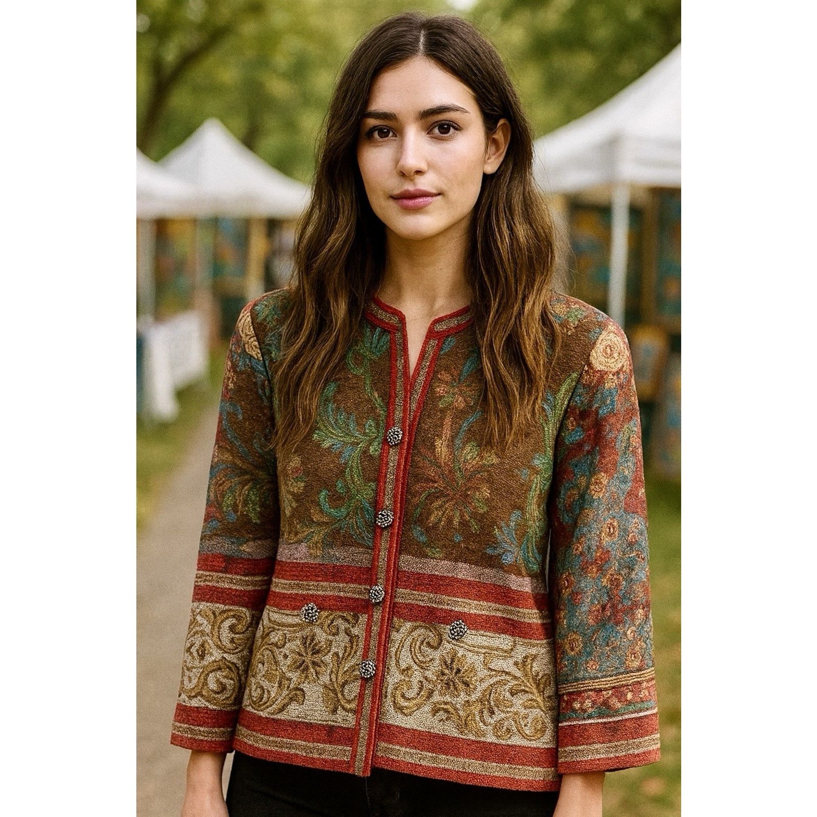 Other Women's Jacket Sz 10? Tapestry Multi Boho Hippie Festival Size XL / US 12-14 / IT 48-50 - 1 Thumbnail