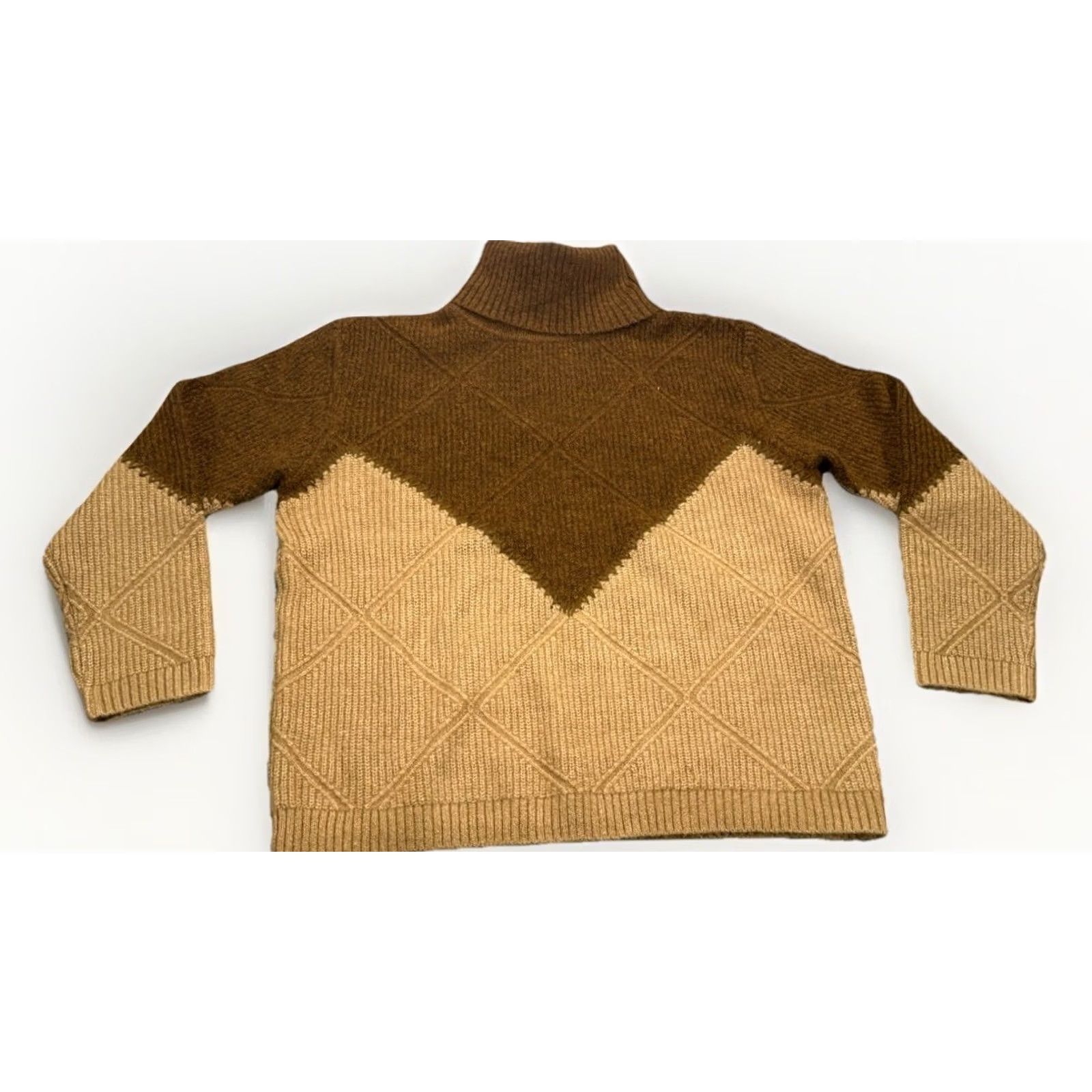 Vintage Diamond Hyacinth House Sweater Womens Tan Brown Diamond Demi Ribbed Knit Turtle Neck Sm Size S / US 4 / IT 40 - 4 Thumbnail