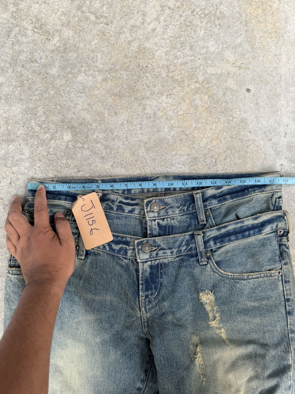 PPFM Japanese PPFM Double Waist Distressed Jeans Size US 35 - 22 Thumbnail