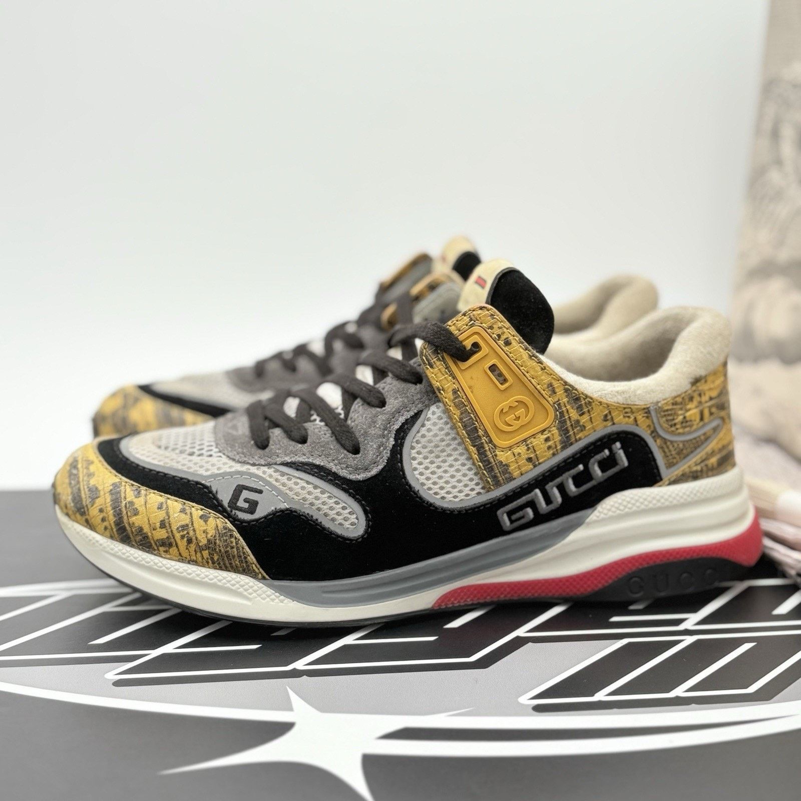 Gucci Size 6.5 G (7 US) - Gucci Ultrapace ' Yellow Tejus Printed ' Size US 7 / EU 40 - 1 Thumbnail