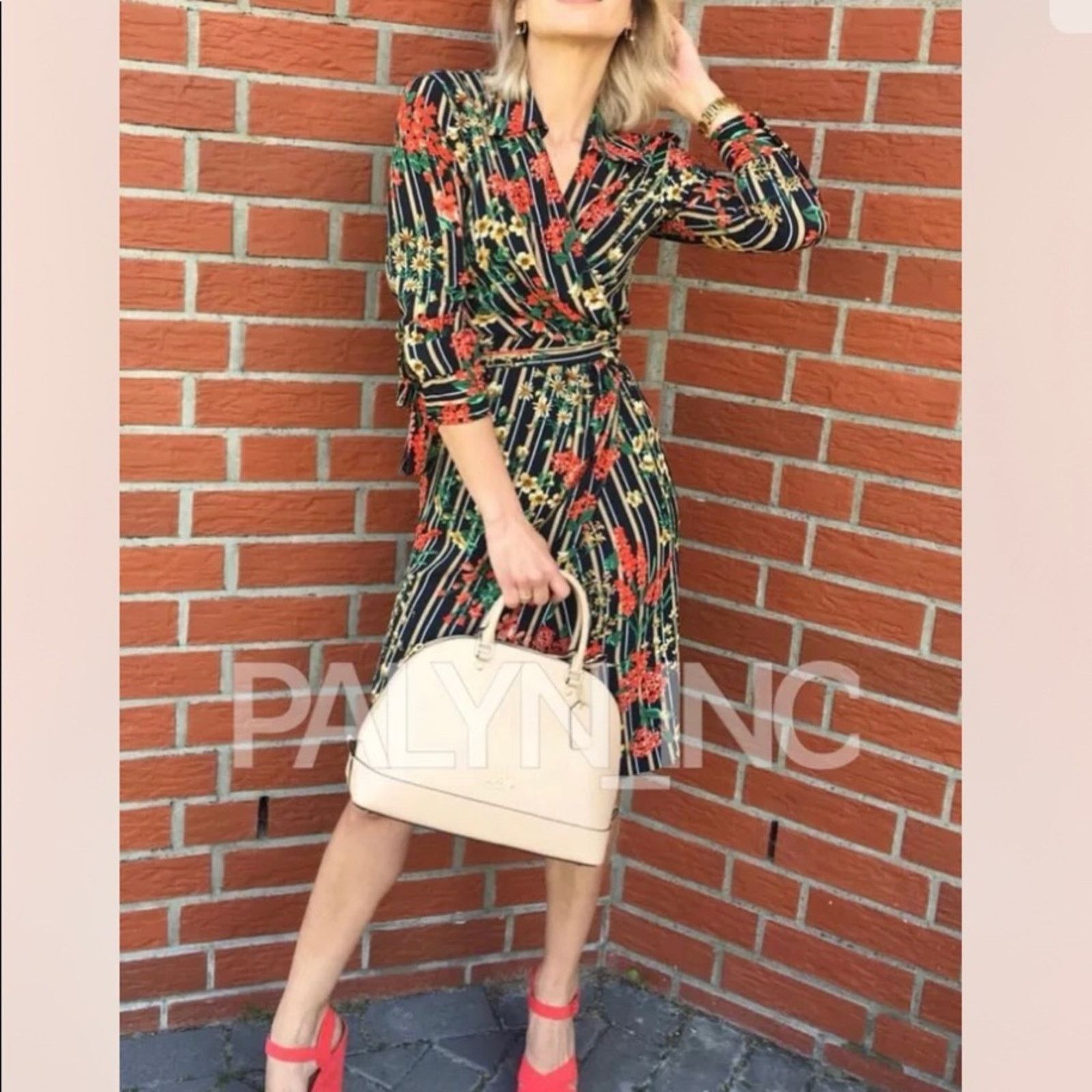 Zara Zara floral stripe wrap dress size XS Size XS / US 0-2 / IT 36-38 - 5 Thumbnail