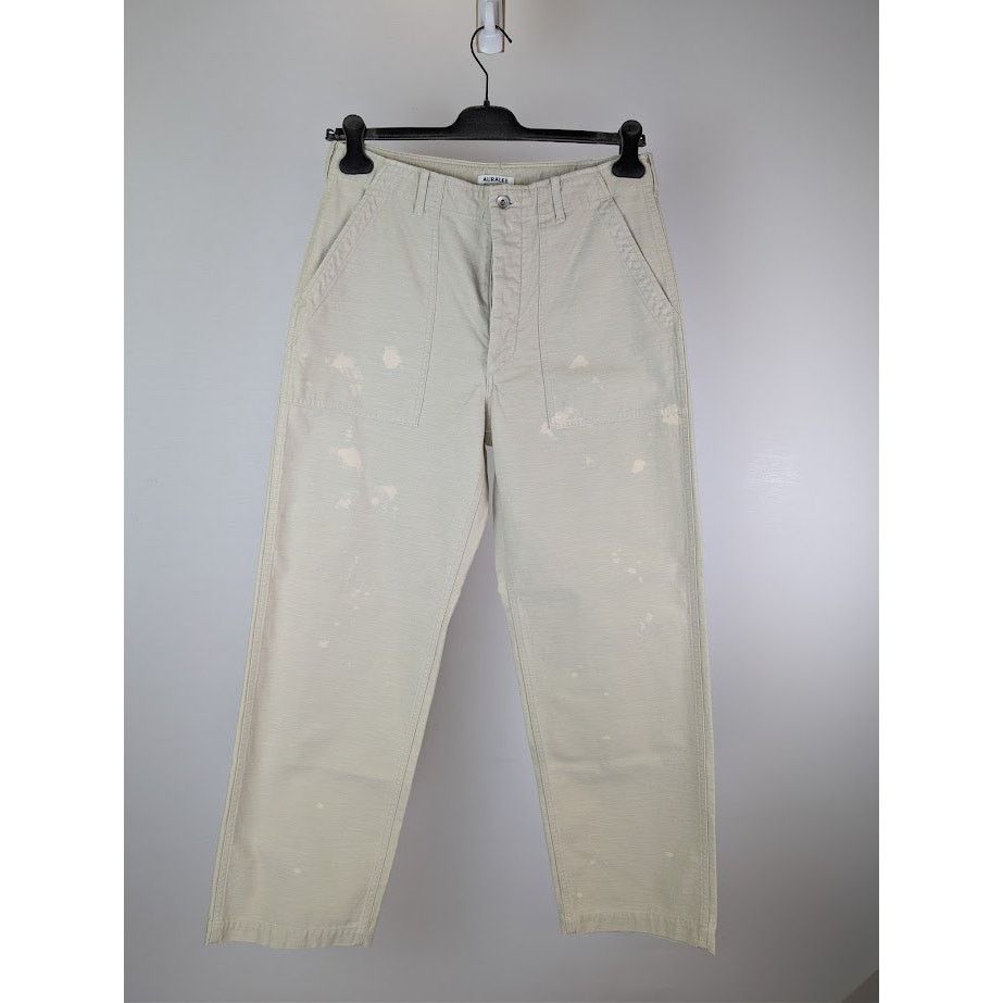 Auralee o1rshd1 Washed Baggy Satin Bleached Baker Pant in Dust Ivory Size US 36 / EU 52 - 10 Thumbnail