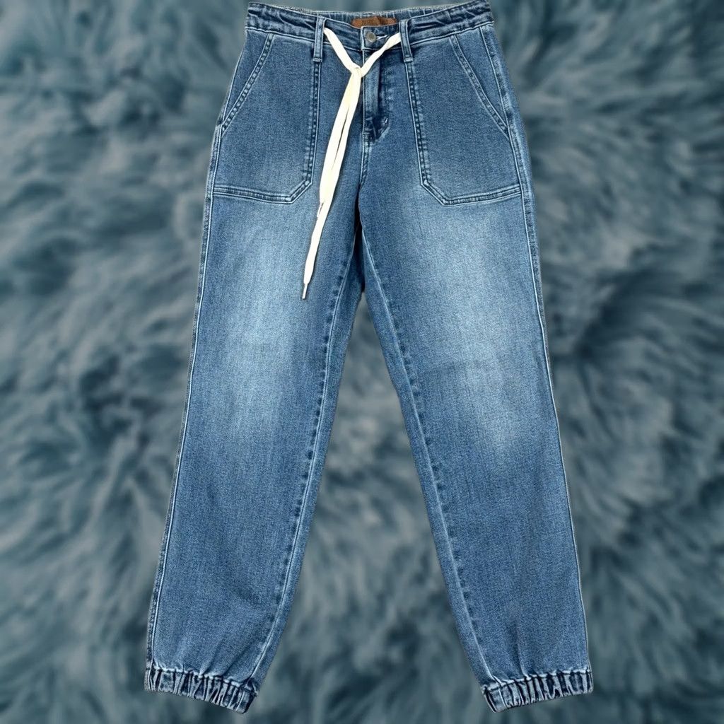Denime Judy Blue Jogger Jeans - Light Wash Ankle Size 42" / US 20 - 1 Thumbnail