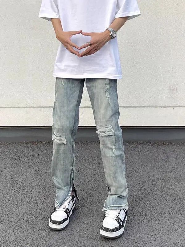 VIBE High Street Vintage Washed Ripped Micro Flare Jeans Size US 32 / EU 48 - 8 Thumbnail