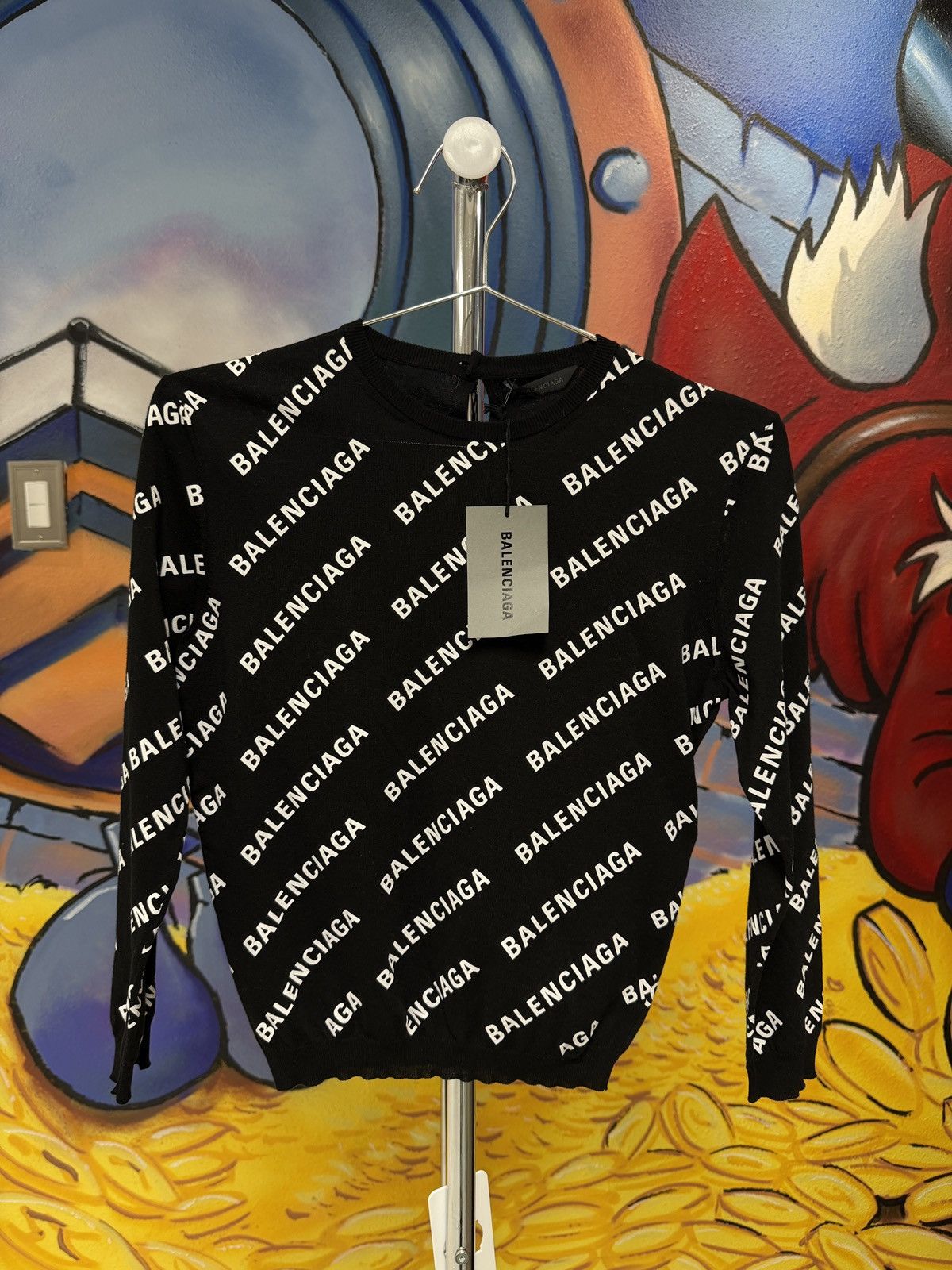 Balenciaga Balenciaga All Over Logo Sweater Size M / US 6-8 / IT 42-44 - 1 Thumbnail