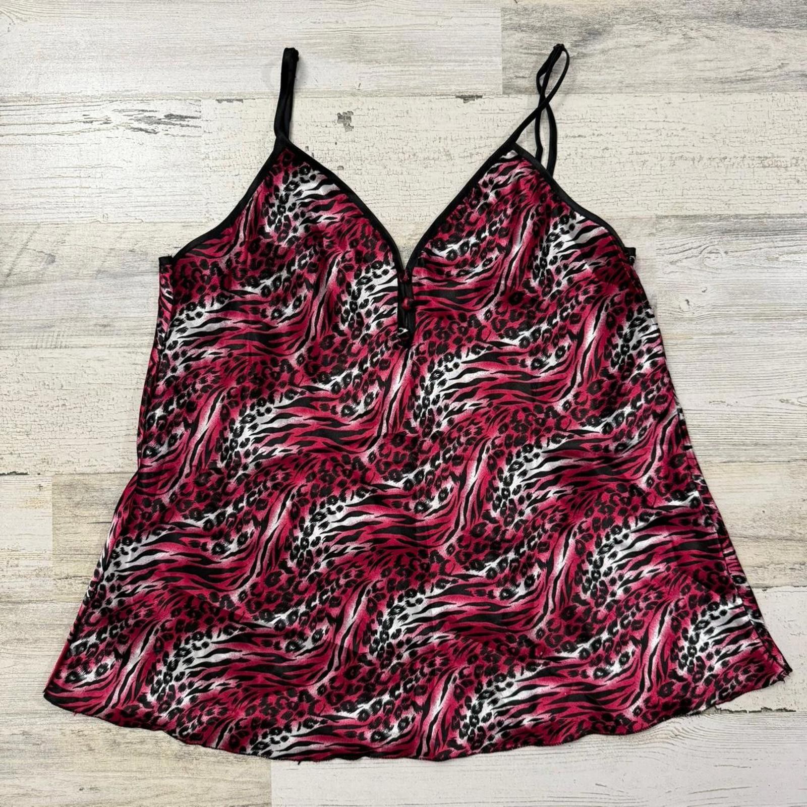 Designer Y2k pink leopard print lingerie tank Medium Size M / US 6-8 / IT 42-44 - 2 Thumbnail