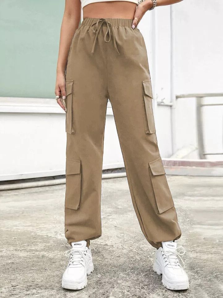 The Unbranded Brand Multi-Pocket Trousers High Waist Joggers Size 26" / US 2 / IT 38 - 2 Thumbnail