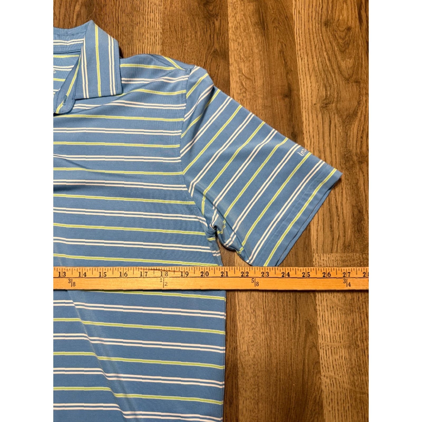 Vintage Fairway & Greene Tech Shirt Polo Shirt Men M Green Blue White Striped Polo Shirt Size US M / EU 48-50 / 2 - 6 Thumbnail