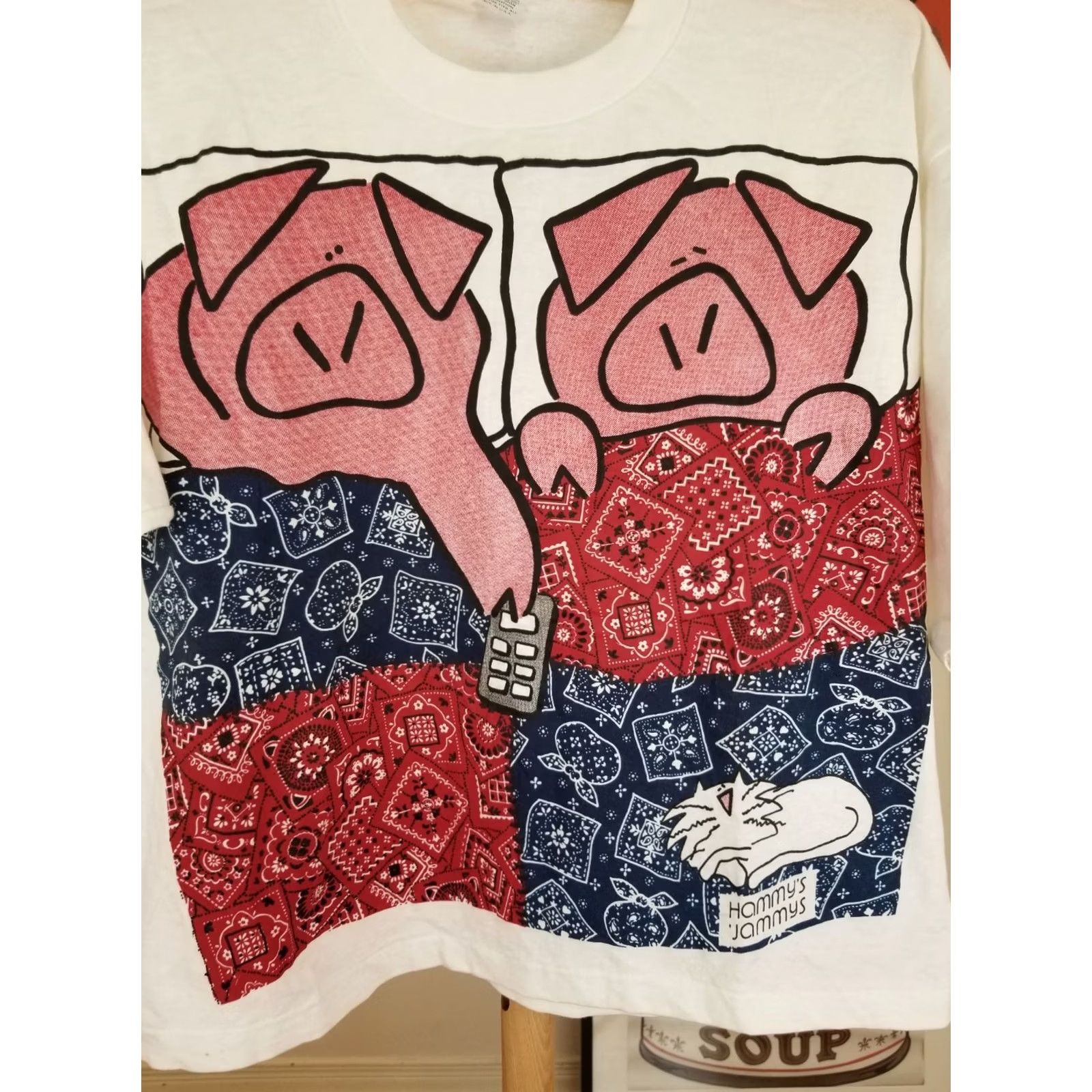 Vintage VINTAGE HAMMY'S JAMMY'S T-Shirt WOMEN'S One Size White Cotton 80's Crop Single Stitch Crew Neck Womens Size ONE SIZE - 2 Thumbnail