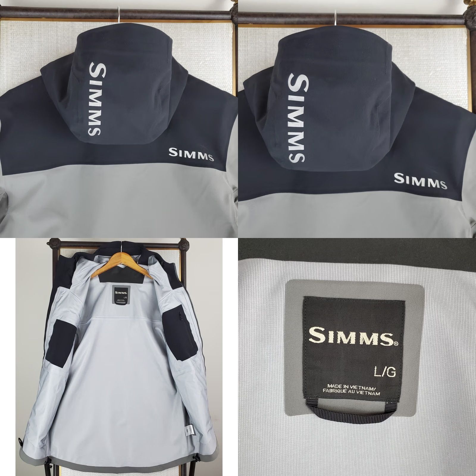 Vintage SIMMS Hooded CX Jacket Coat Shell 30k 3-Layer Waterproof Gray Large Mens Size US L / EU 52-54 / 3 - 8 Thumbnail