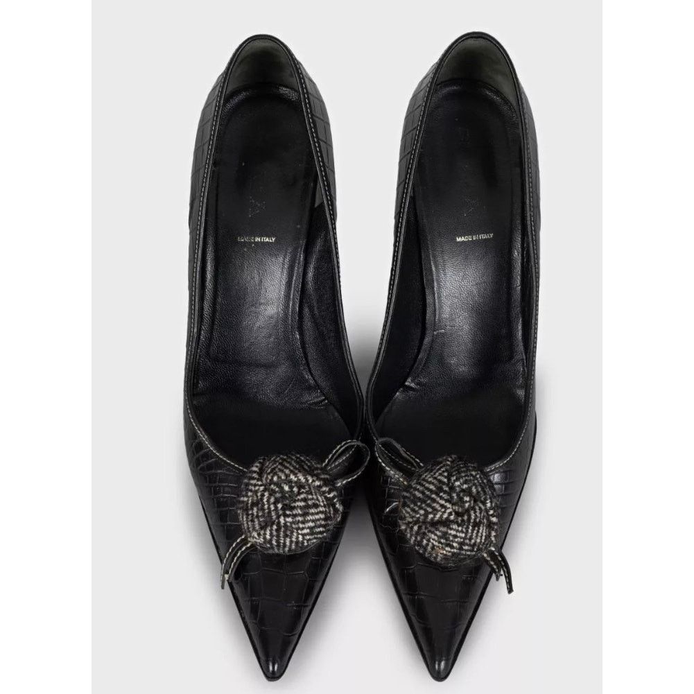 Prada Prada Black Leather Pointed-Toe Pumps, Size 40.5 Size US 10.5 / IT 40.5 - 2 Thumbnail