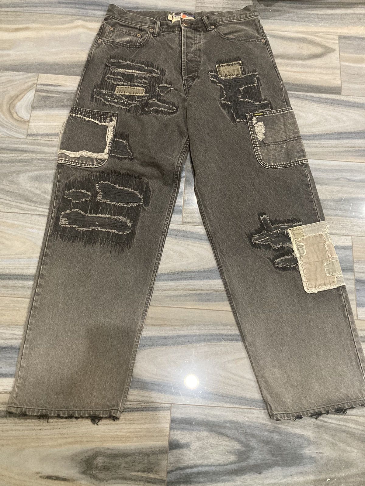 Supreme Supreme x blackmeans 23FW Mended loose fit jeans wash