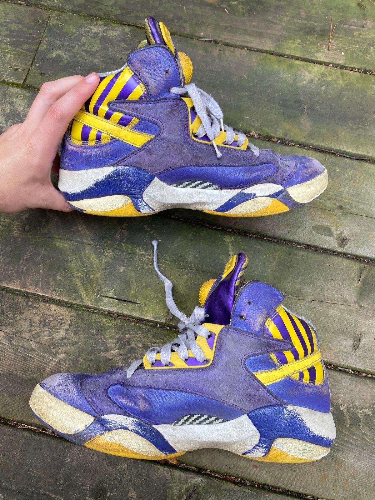 Reebok Vintage Reebok Retro Pump Shaq Attaq LSU Lakers Purple Yell Size US 10 / EU 43 - 5 Thumbnail