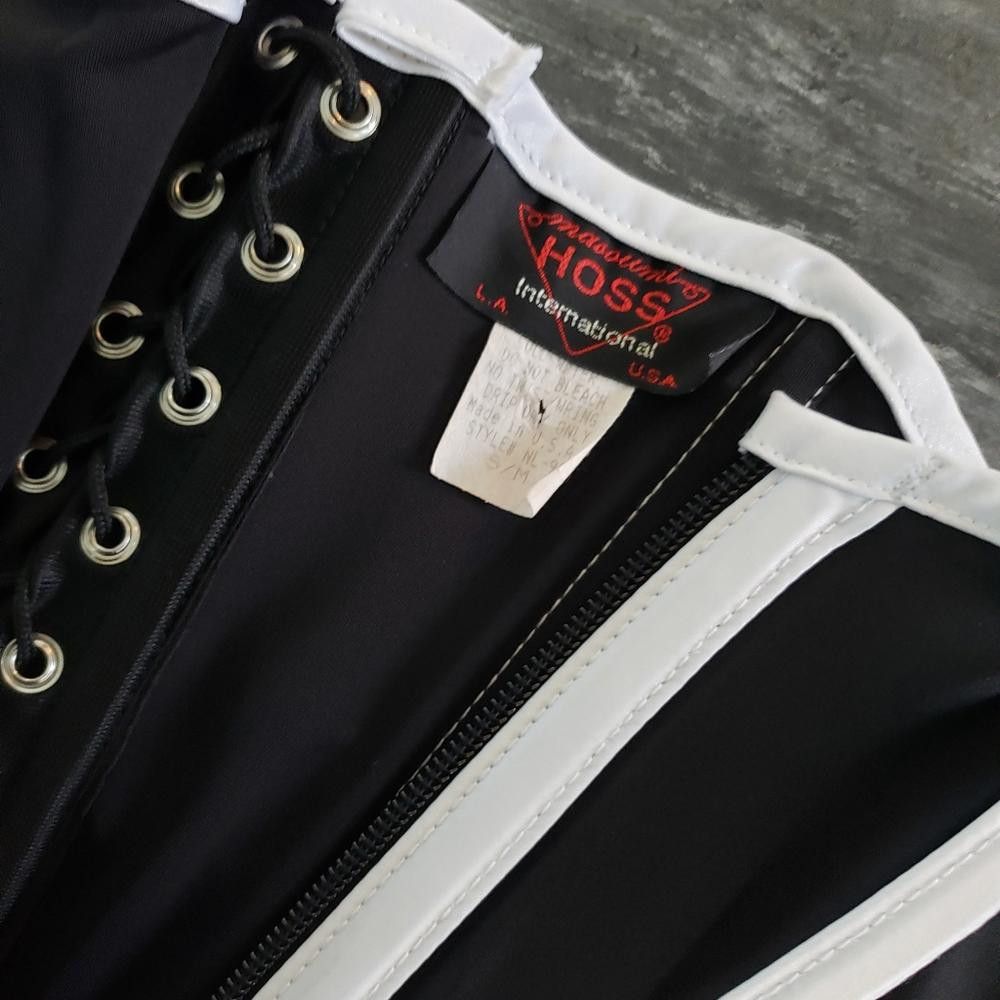 Designer Black White HOSS International Front Zip Corset Size ONE SIZE - 3 Thumbnail
