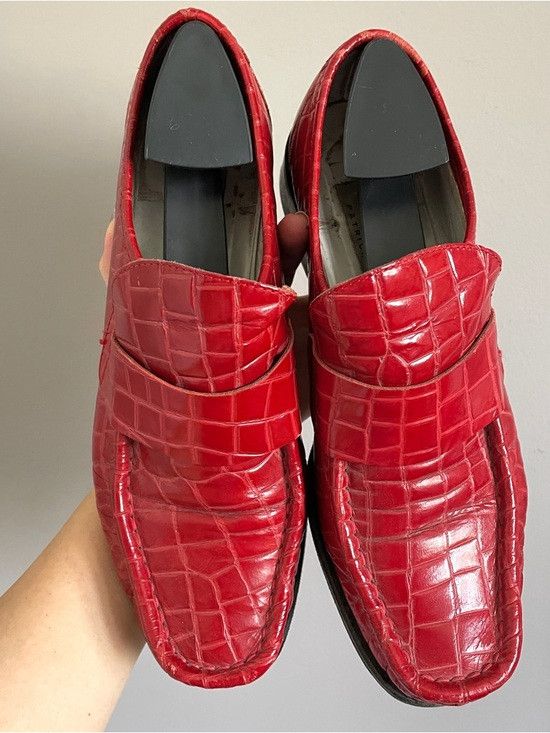Patrick Cox Vintage 90s Wannabe Patrick Cox Red Croc Leather Loafers Size US 8.5 / IT 38.5 - 5 Thumbnail