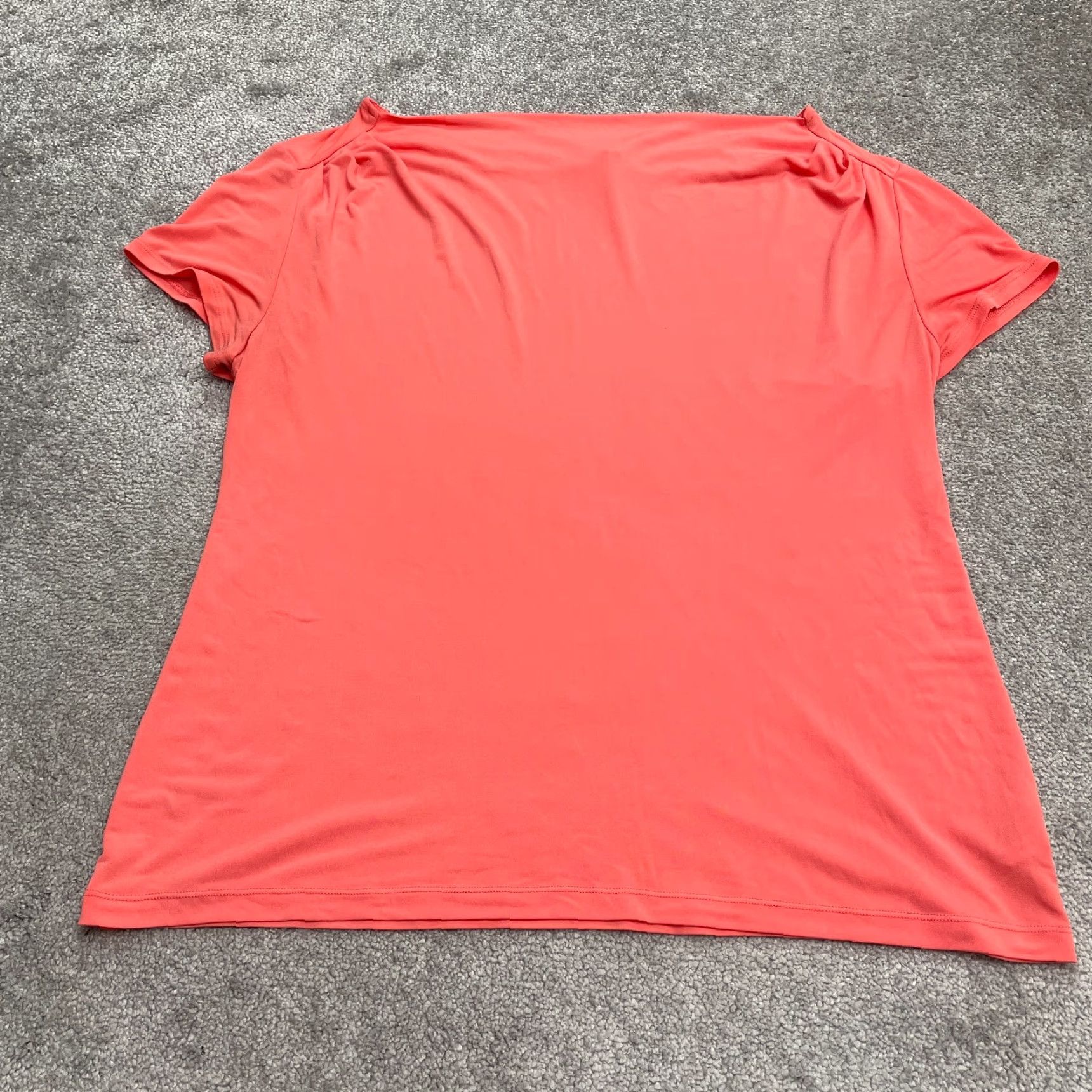 George George Blouse Shirt Womens XL Boat Neck Short Sleeve Orange Knit Polyester Spandex Casual Topjpeg Size XL / US 12-14 / IT 48-50 - 2 Thumbnail