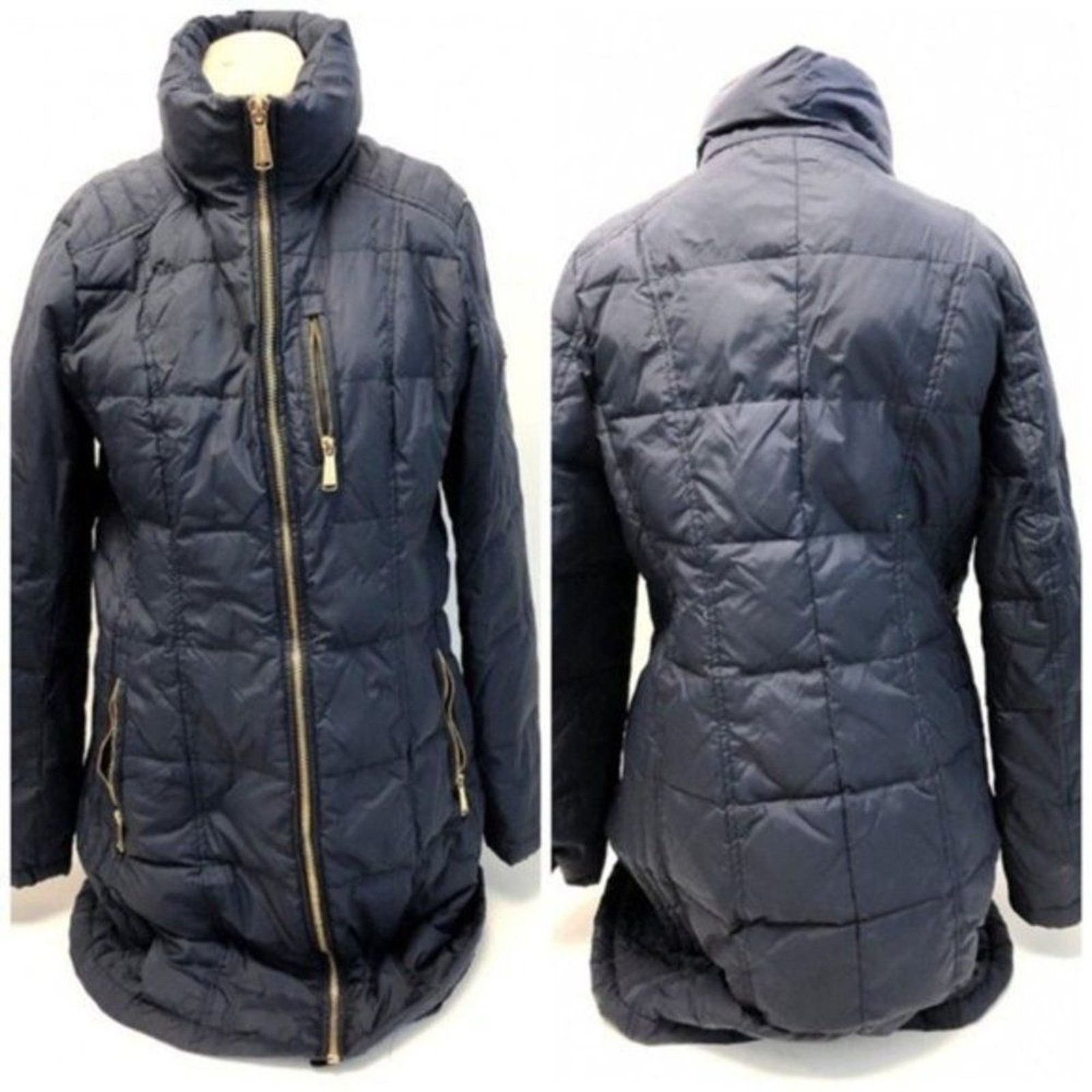 Michael Kors MICHAEL KORS Navy Blue Down Front Zip-Up Long Coat Sz M Size M / US 6-8 / IT 42-44 - 2 Thumbnail