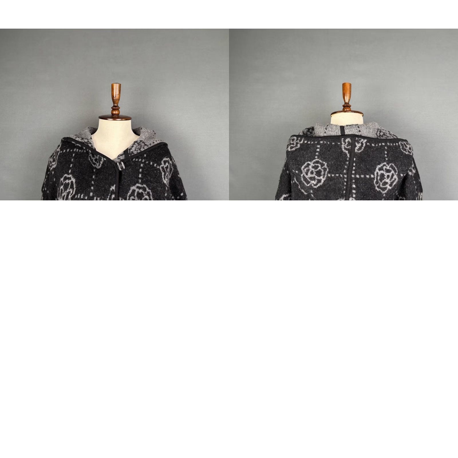 Vintage Gudrun Sjoden Womens Hooded Jacket S Black Wool Long Sleeve Monogram Modern Classic Jacket Womenshooded Long Sleeve Black Wool Monogram Gudrun Sjoden Size S / US 4 / IT 40 - 8 Thumbnail