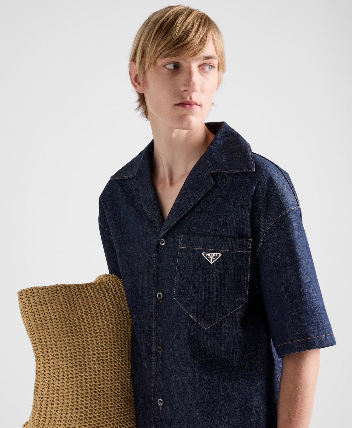 Prada Prada Selveged Denim Bowling Shirt Size US M / EU 48-50 / 2 - 11 Thumbnail