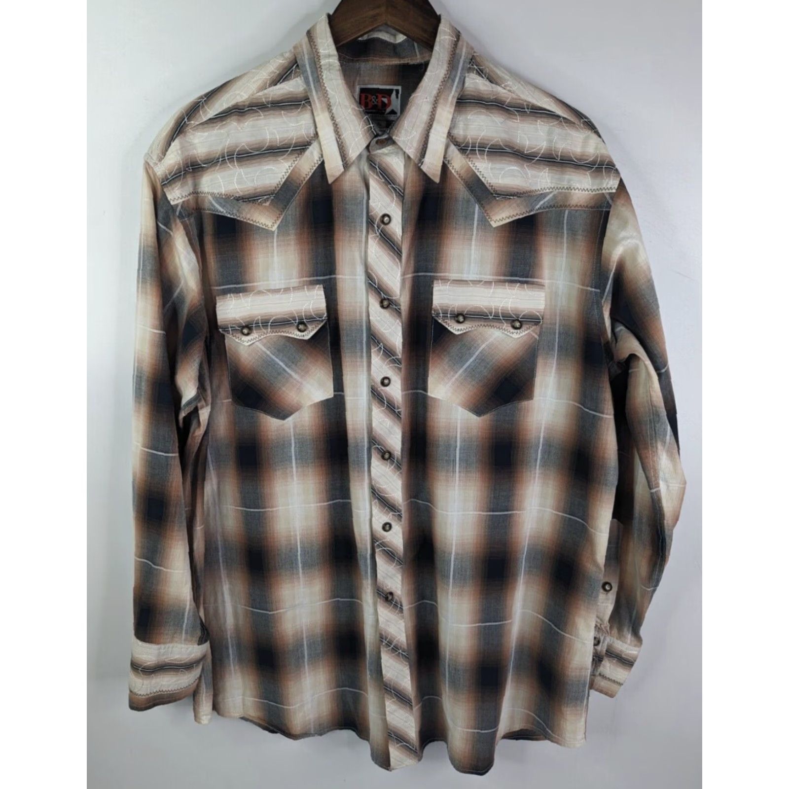 Vintage B&D by Panhandle Slim Brooks & Dunn Collection Western Long Sleeve Pearl snap XL Men Plaid Button-Up Shirt Size US XL / EU 56 / 4 - 2 Thumbnail