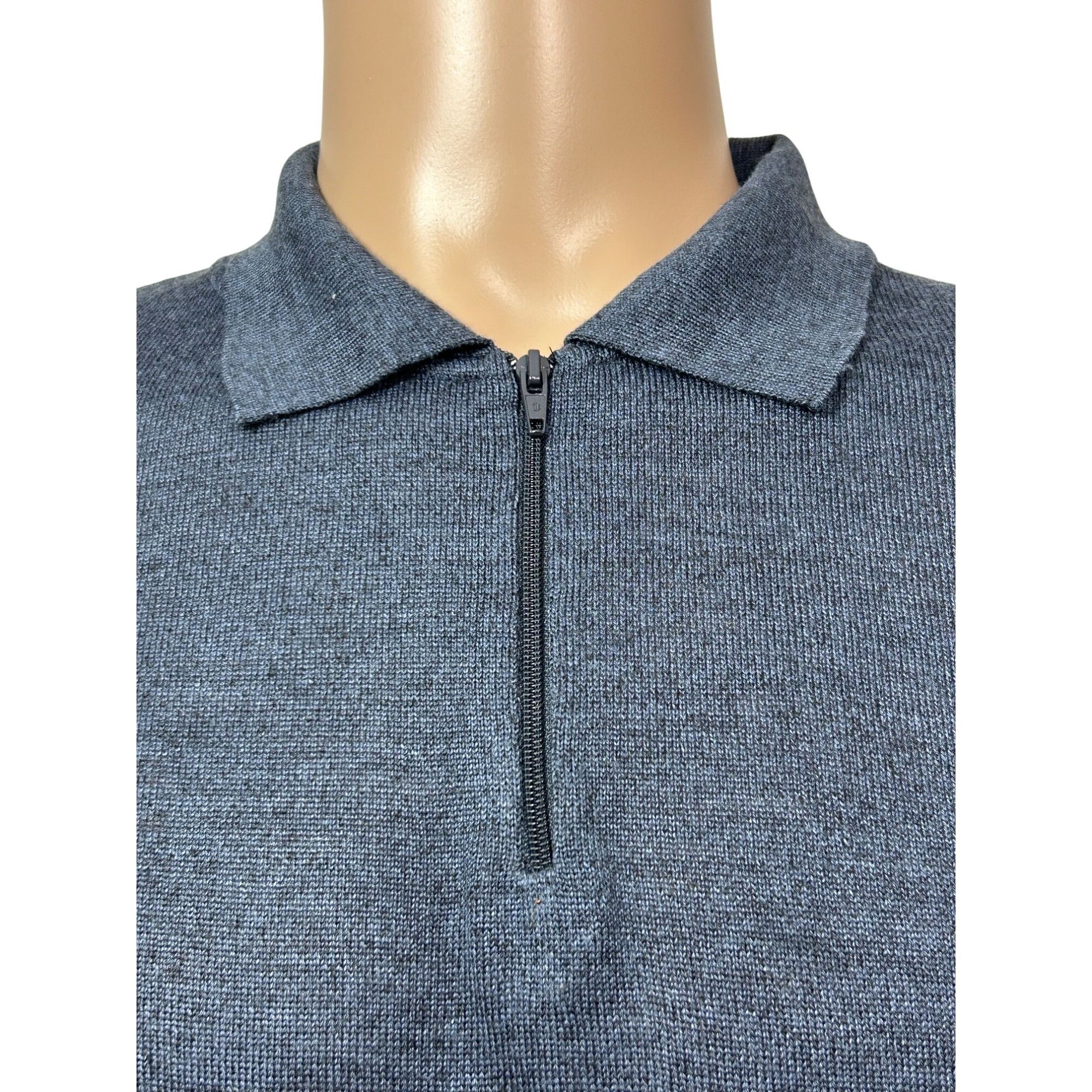 Pronto Uomo Pronto Uomo Men’s Blue Sweater L Vintage 1/4 Zip Long Sleeve Size US L / EU 52-54 / 3 - 8 Thumbnail