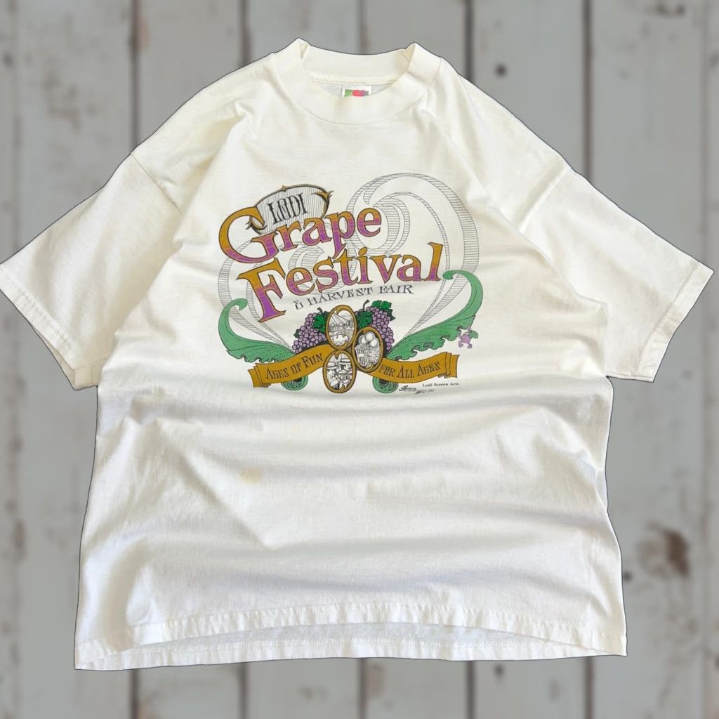 Fruit Of The Loom VINTAGE Fruit of the Loom T-Shirt White XL Lodi Grape Festival California 90s 80s Wine USA Unisex Adults Short Sleeve Crew Neck Graphic Print Cotton Size US XL / EU 56 / 4 - 1 Thumbnail