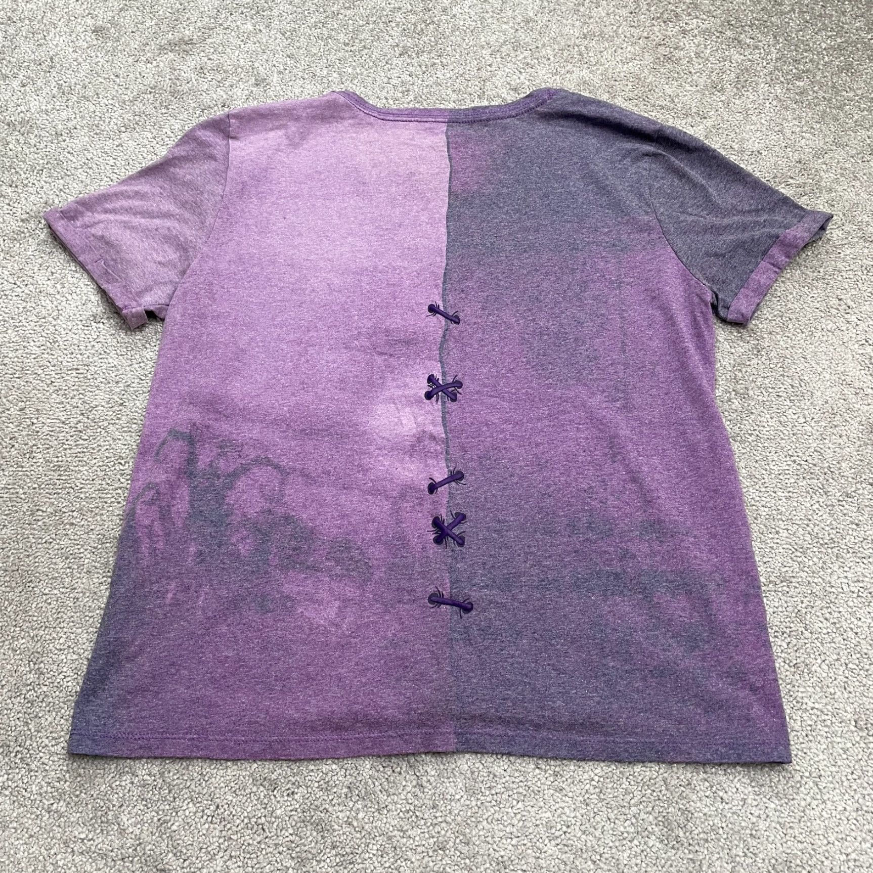 Disney Disney Nightmare Before Christmas Jack & Sally Purple T-Shirt Lace Up V-Neck Women’s Large Casual Gothic Grunge Size L / US 10 / IT 46 - 2 Thumbnail