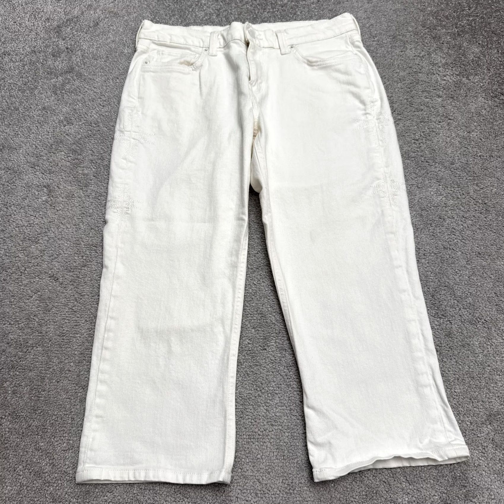 Levi's Levi's 51710 Cropped Denim Jeans Womens 6 Winter White Embroidered Star Sample City Streetwear Jeans 6 Womens White Planet? Size 28" / US 6 / IT 42 - 2 Thumbnail