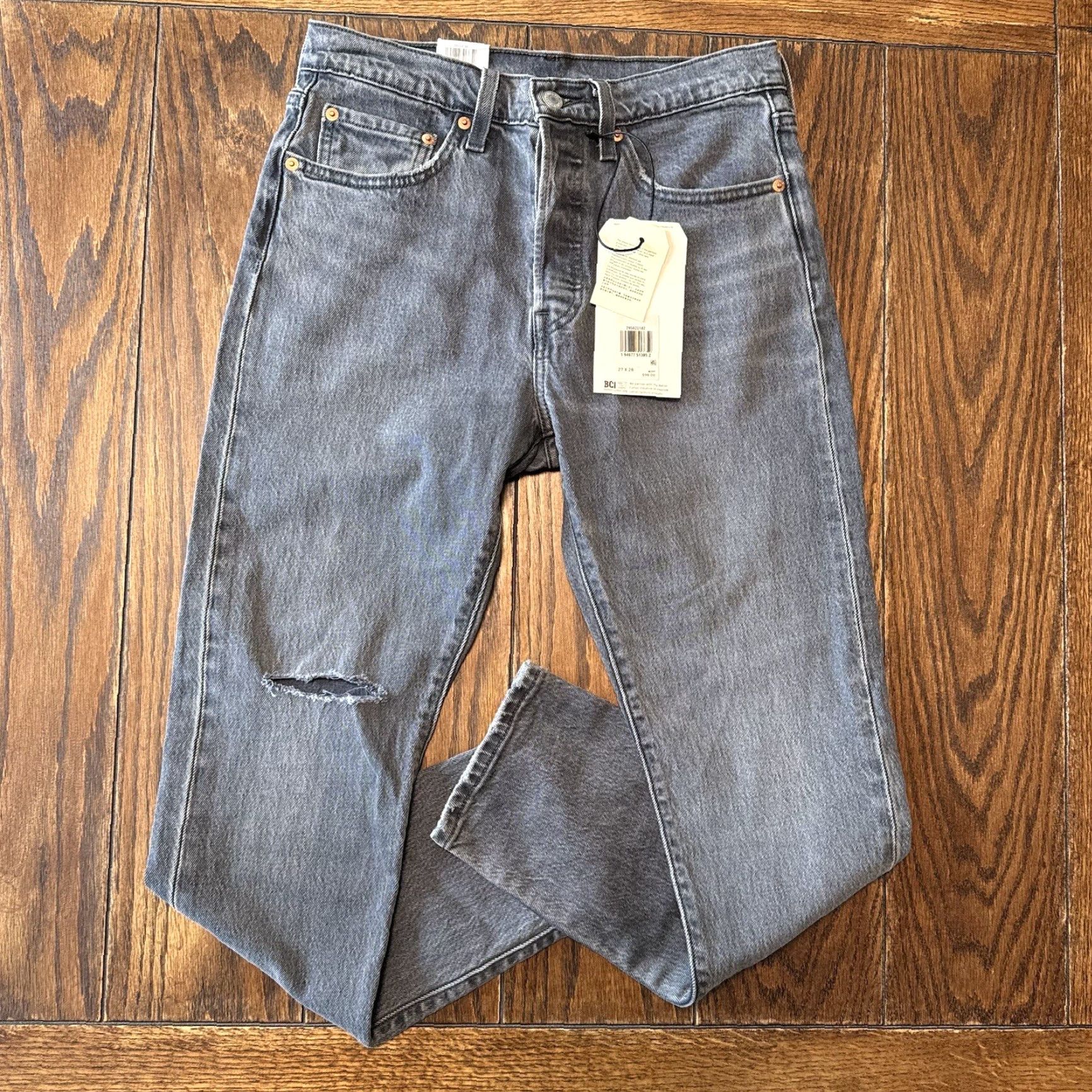 Levi's Levi's 501 Skinny High Rise Button Fly Jeans Womens 27x28 Faded Black Gray Size 27" / US 4 / IT 40 - 5 Thumbnail