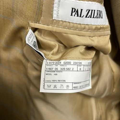 Pal Zileri Pal Zileri Beige Blue Windowpane Wool Blazer Men’s Size 52 I Size 42R - 8 Thumbnail