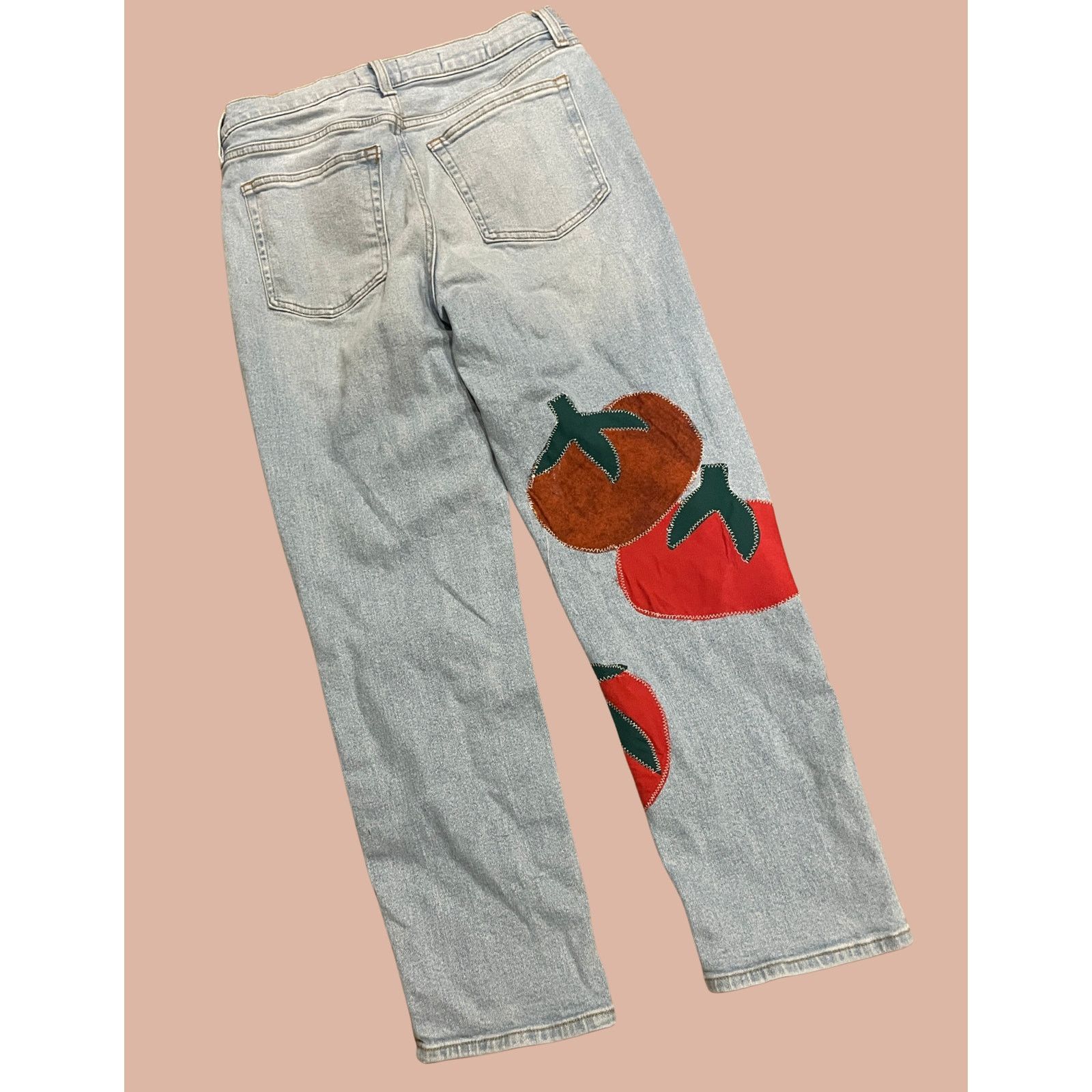 Other Size 10 Upcycled Tomato Jeans | Indie Quirky Straight Leg Size 32" / US 10 / IT 46 - 4 Thumbnail