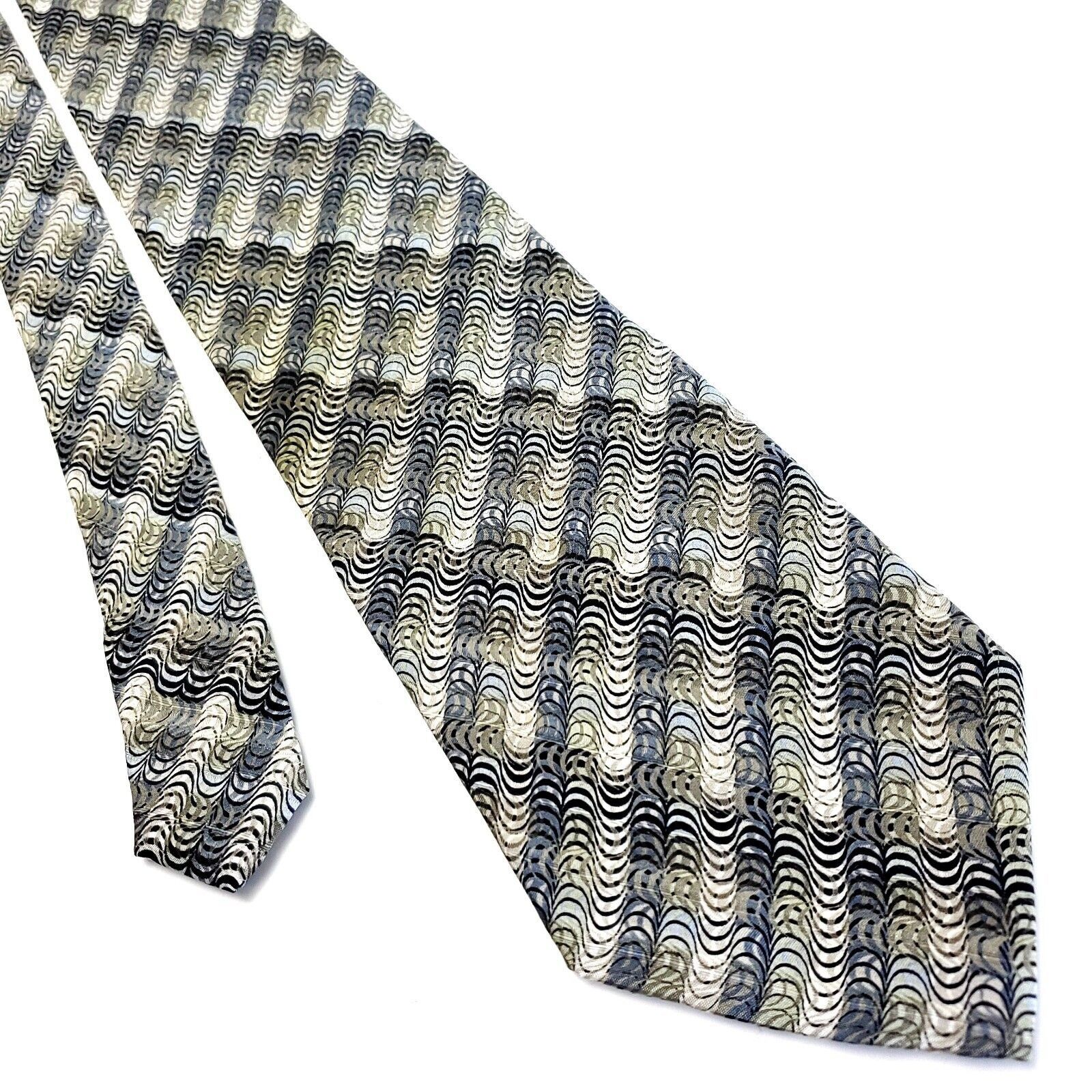 Designer Crazy Horse Beige Silk Tie Woven Short Wide Abstract Size ONE SIZE - 1 Thumbnail