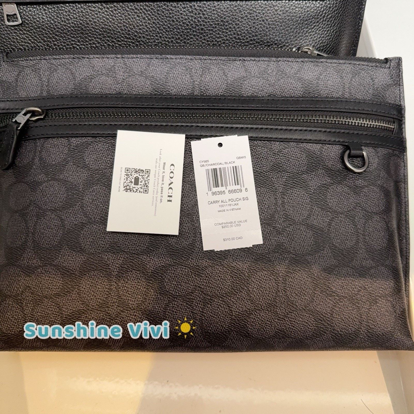 Coach NWT Coach Carry All Pouch CY985 Gunmetal/Charcoal/Black Size ONE SIZE - 4 Thumbnail
