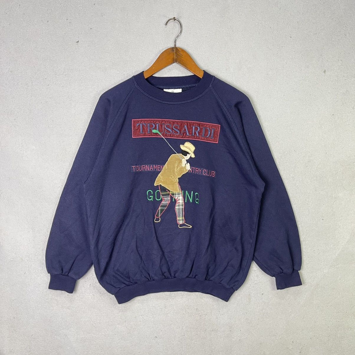 Trussardi Vintage Trussardi Golfing Graphic Crewneck Sweatshirt Navy Size US M / EU 48-50 / 2 - 1 Thumbnail