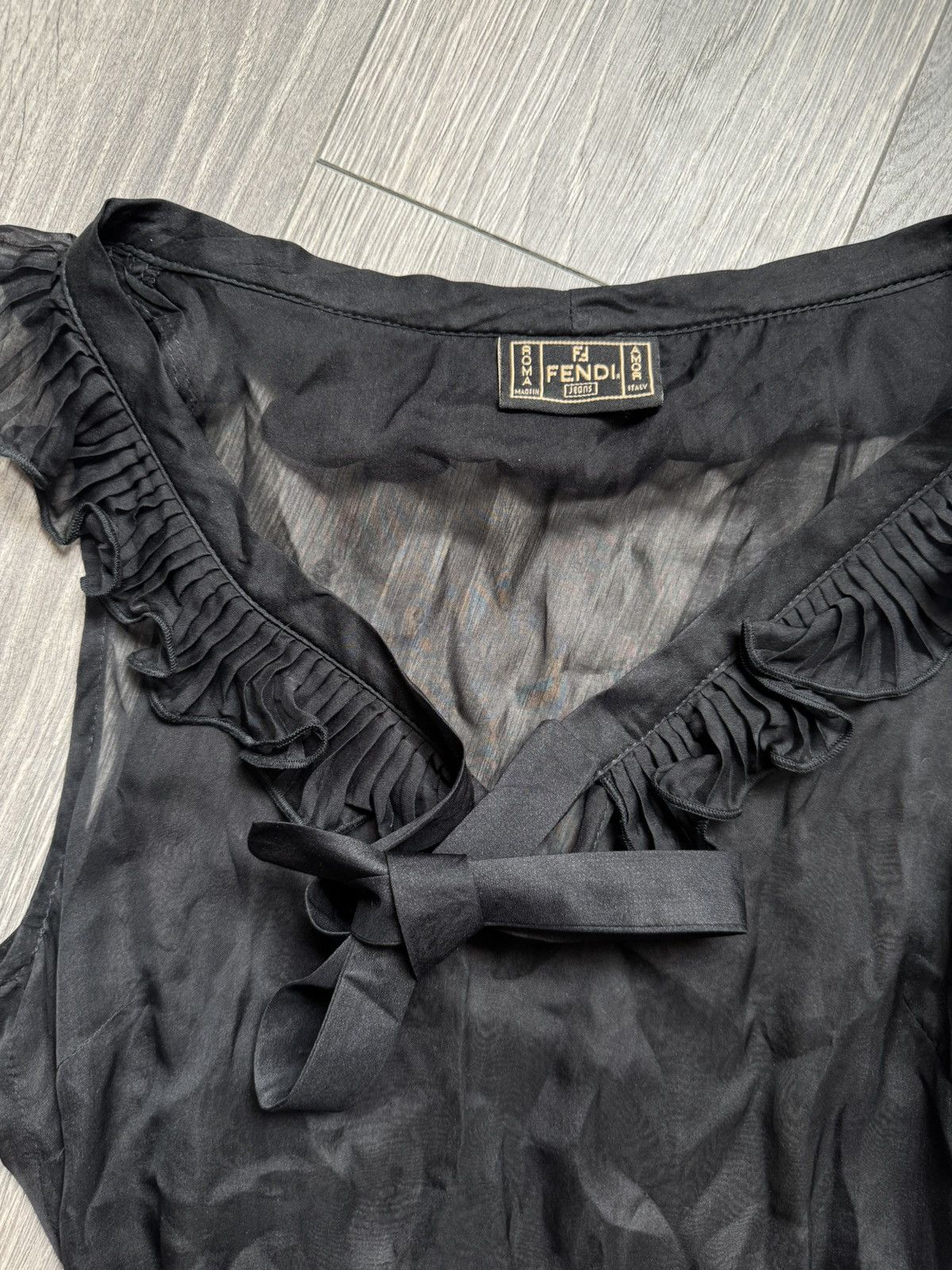 Fendi Fendi Roma Sheer Ruffle Detail Silk Chiffon Slipdress Size M / US 6-8 / IT 42-44 - 5 Thumbnail