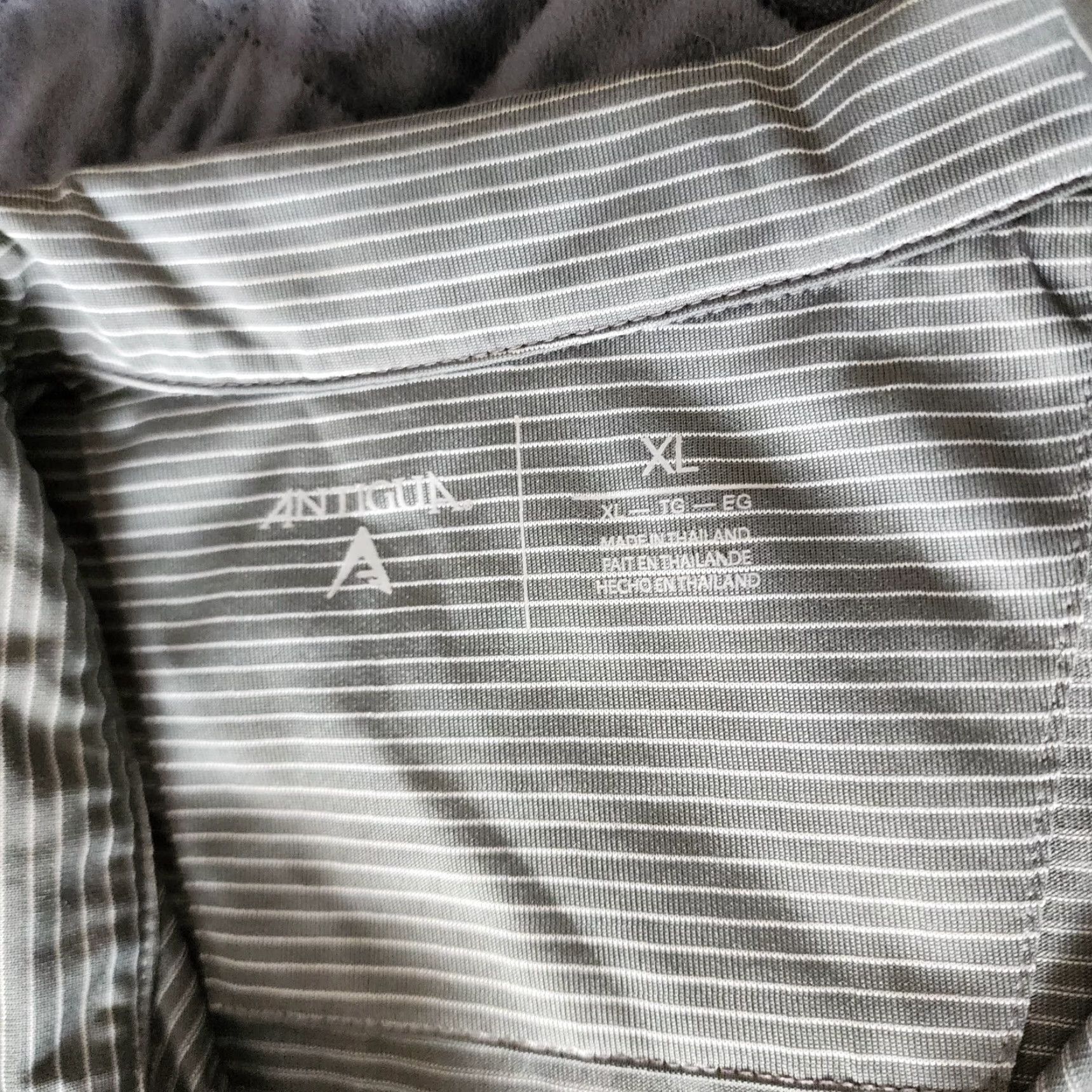 Vintage Antigua Polo Shirt Mens XL Gray Stripe C3 Logo Golf Lightweight Stretch Size US XL / EU 56 / 4 - 2 Thumbnail