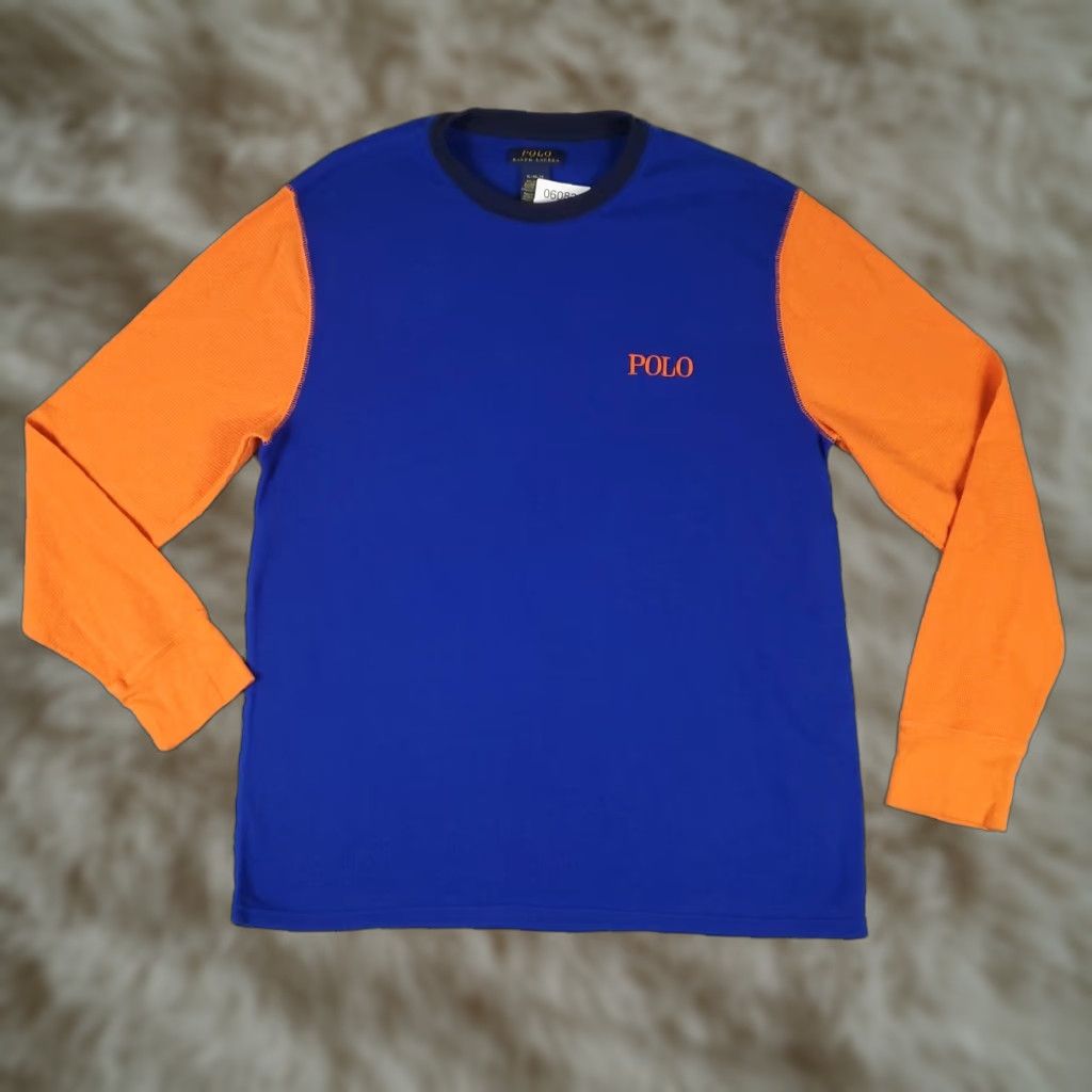 Ralph Lauren Ralph Lauren Colorblock Thermal T-Shirt Mens XL Blue Orange Long Sleeve Crew Neck Size US XL / EU 56 / 4 - 1 Thumbnail
