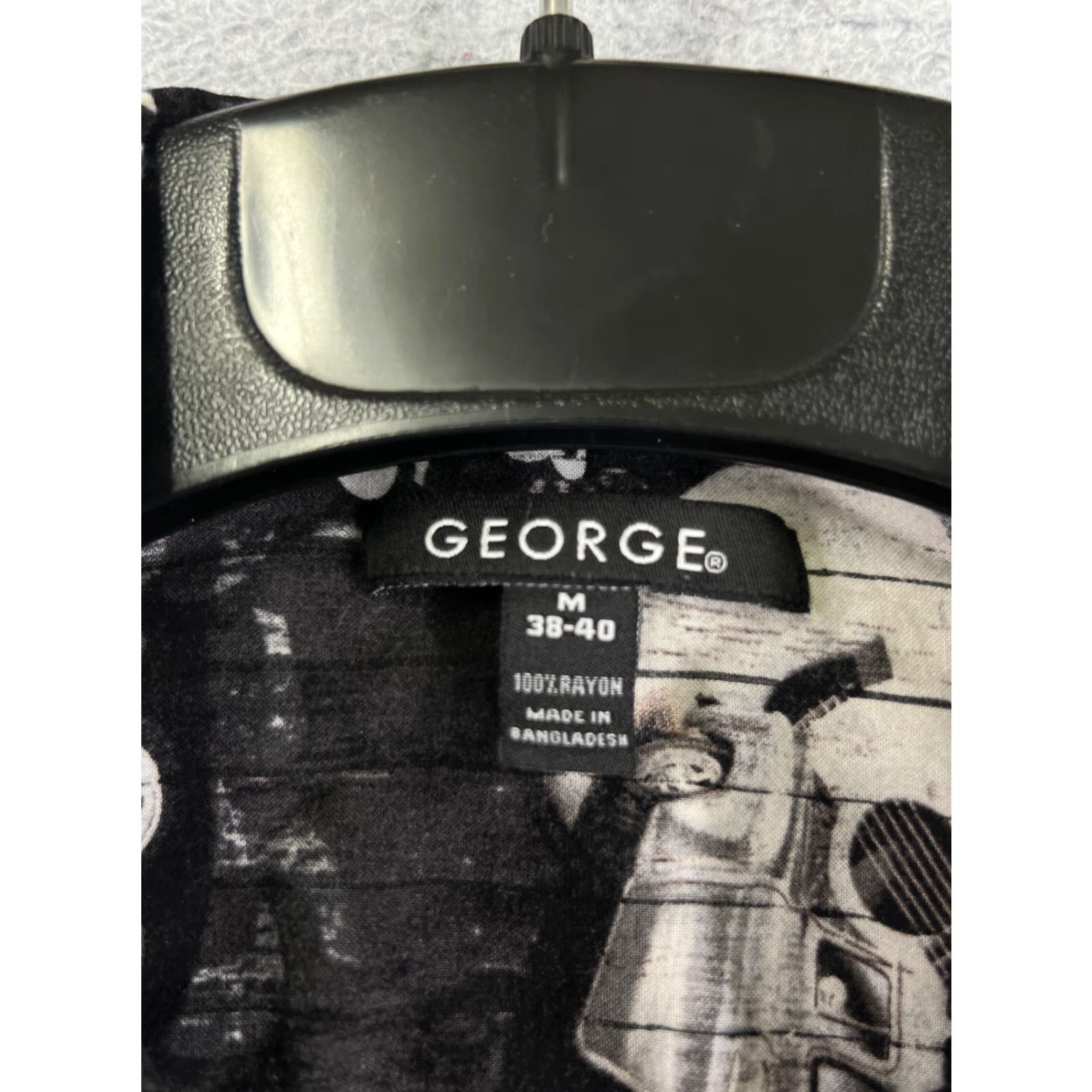 George George Shirt Adult Medium Black White Truckin & Pluckin Country Music Rayon Size US M / EU 48-50 / 2 - 7 Thumbnail