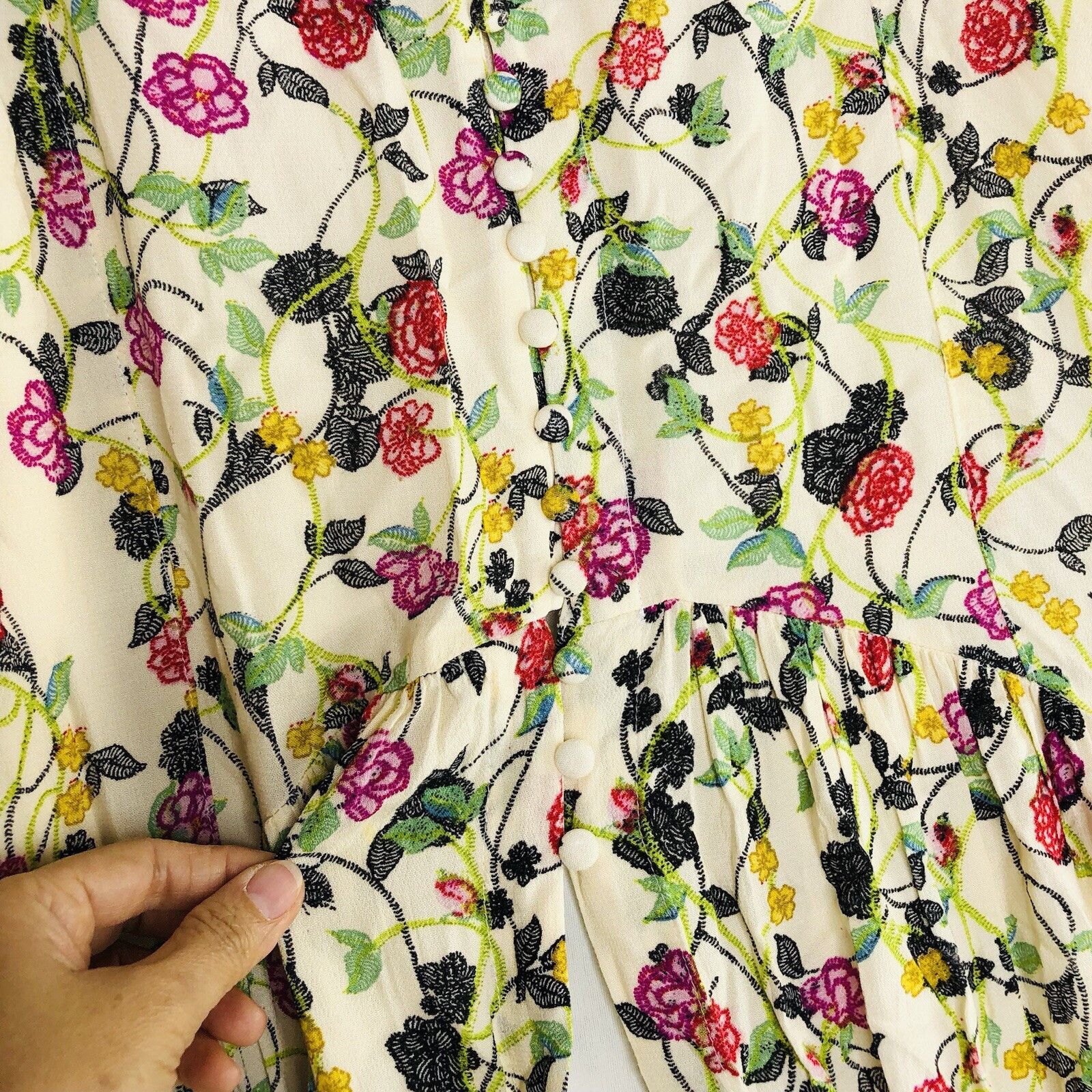 Other Vtg V Christina Tiered Floral Maxi Skirt L Half Button Fairy Size 34" / US 12 / IT 48 - 5 Thumbnail