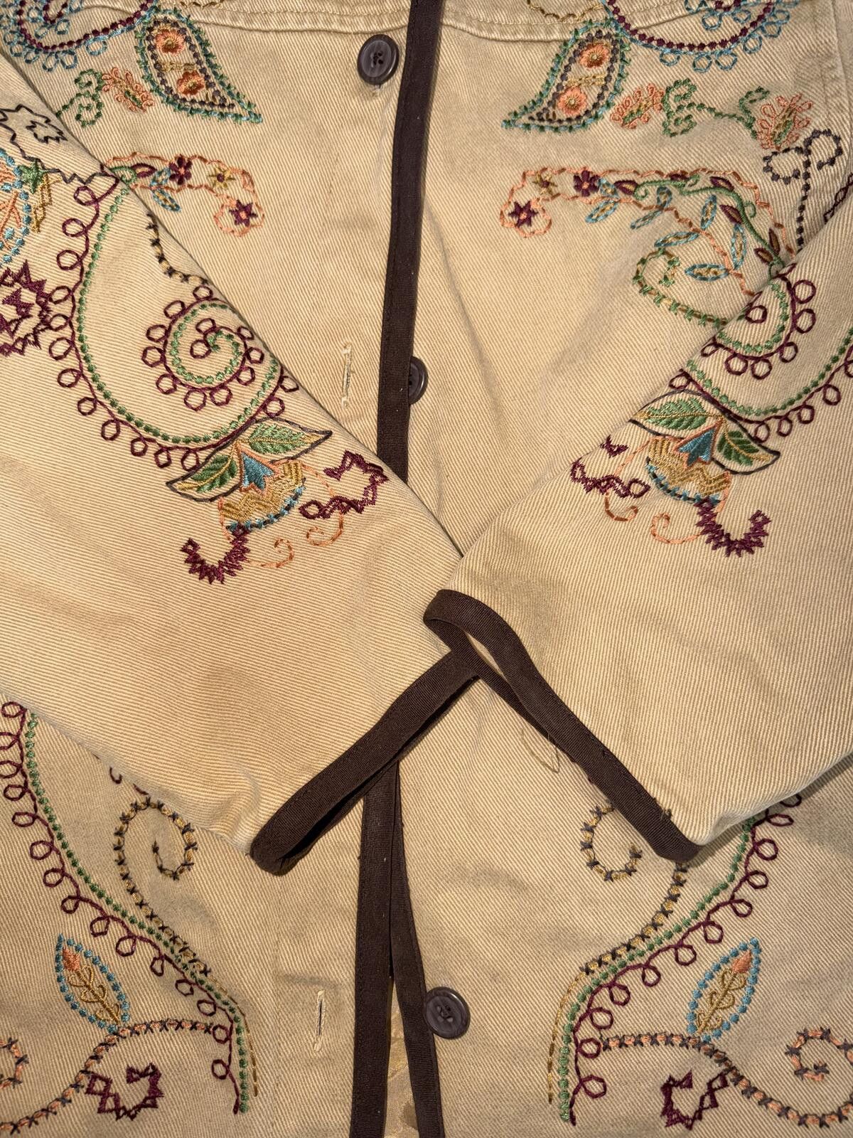 Denim & Co. Tan Embroidered Denim&Co Women’s Jacket Size XL / US 12-14 / IT 48-50 - 2 Thumbnail