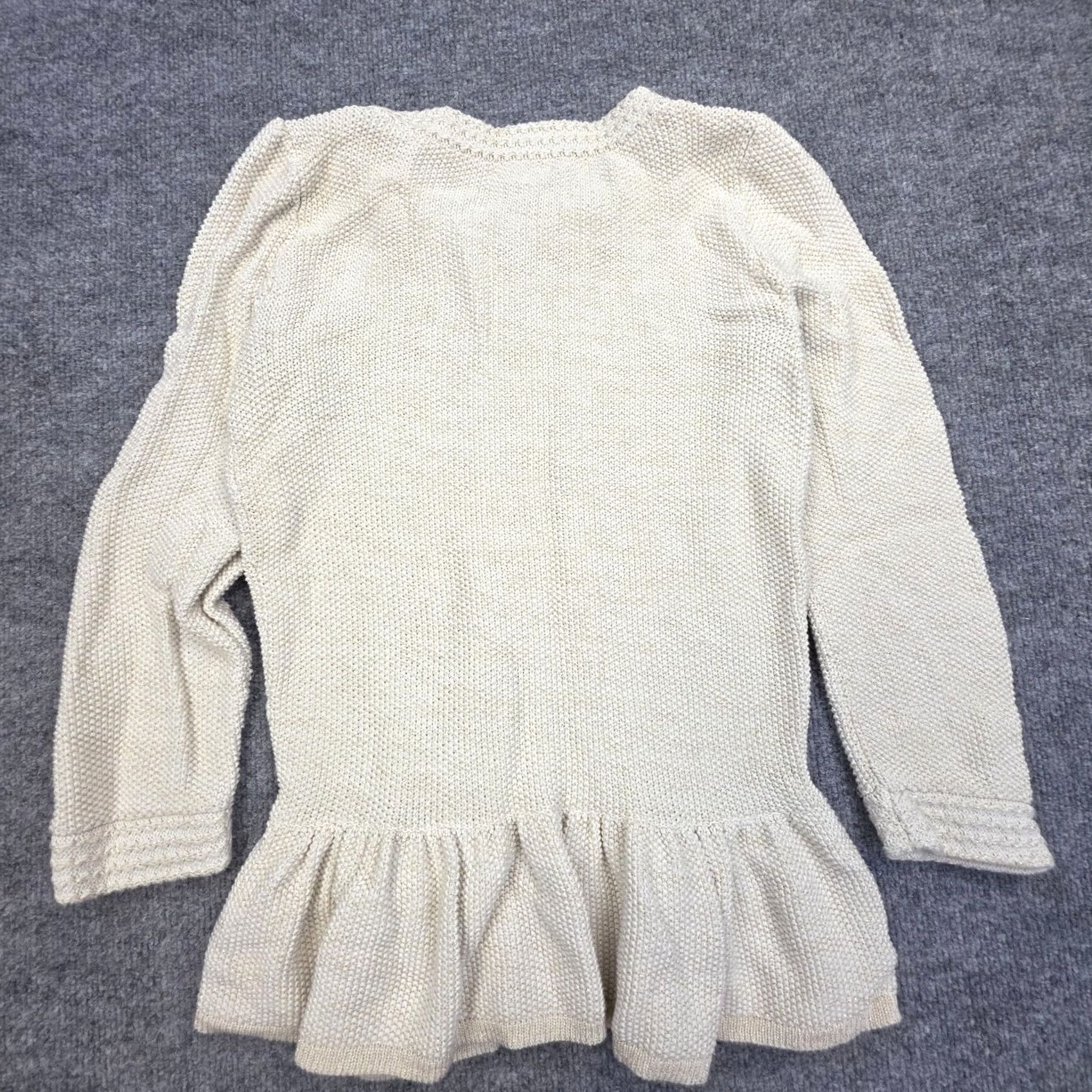 Lilly Pulitzer Lilly Pulitzer Knit Sweater Zip Juniors Medium Beige Long Sleeve Cotton Metallic Size M / US 6-8 / IT 42-44 - 2 Thumbnail