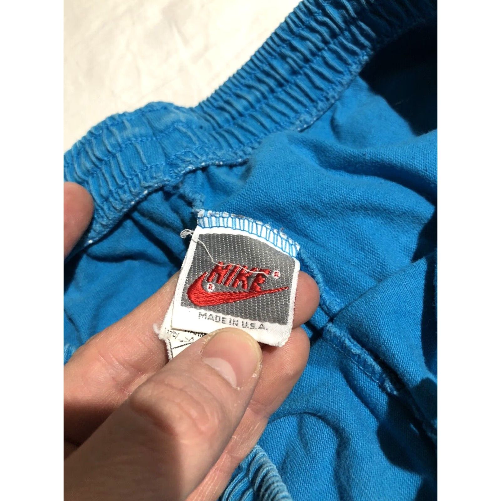 Nike VINTAGE Nike Gym Shorts L Made in USA Blue Purple Logo 1990s Teal Gray Tag Hip Hop Size US 30 / EU 46 - 3 Thumbnail