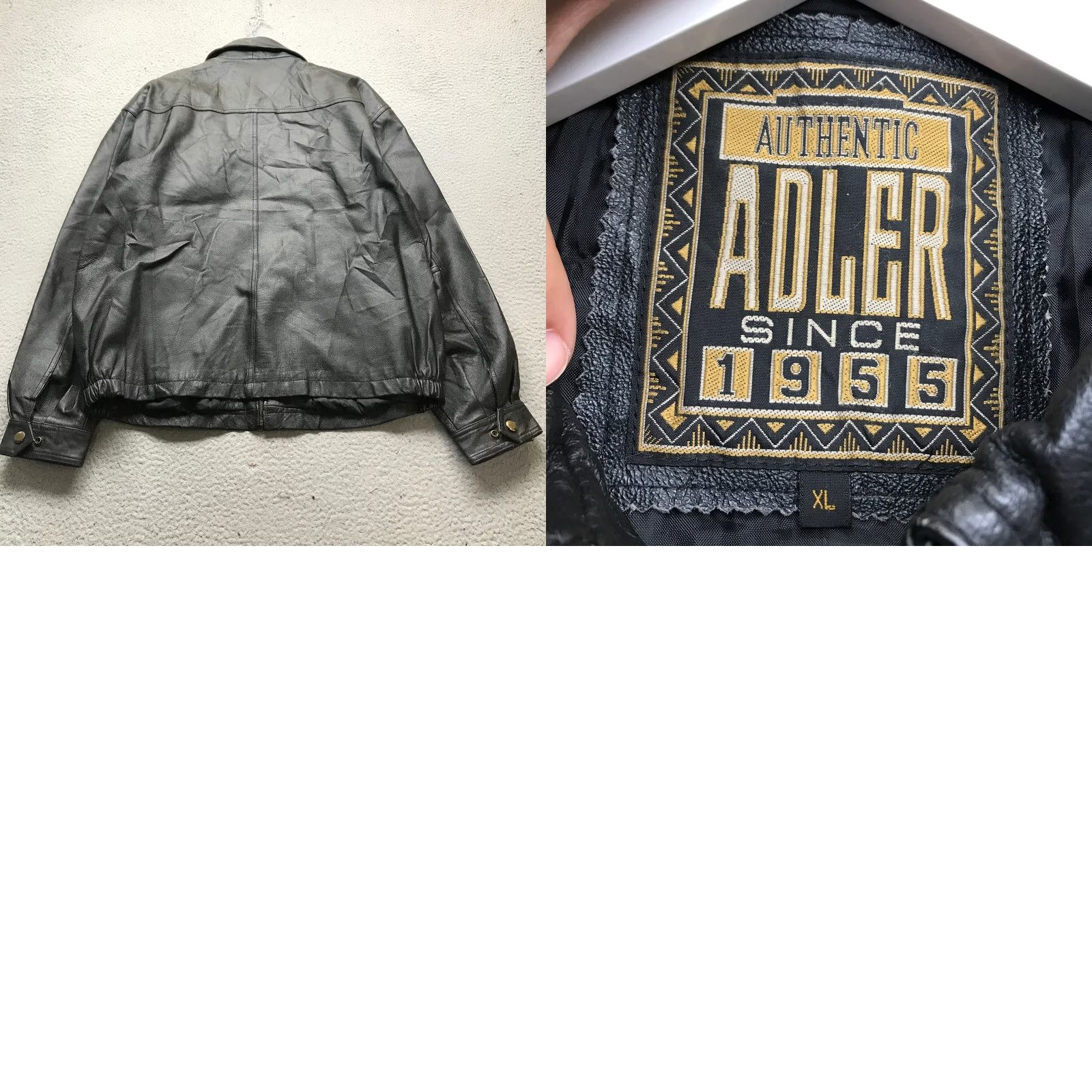 Vintage VINTAGE Adler Authentic Genuine Leather Lined Bomber Flight Aviator Jacket XL Men Black Full Zip Pockets Size US XL / EU 56 / 4 - 9 Thumbnail