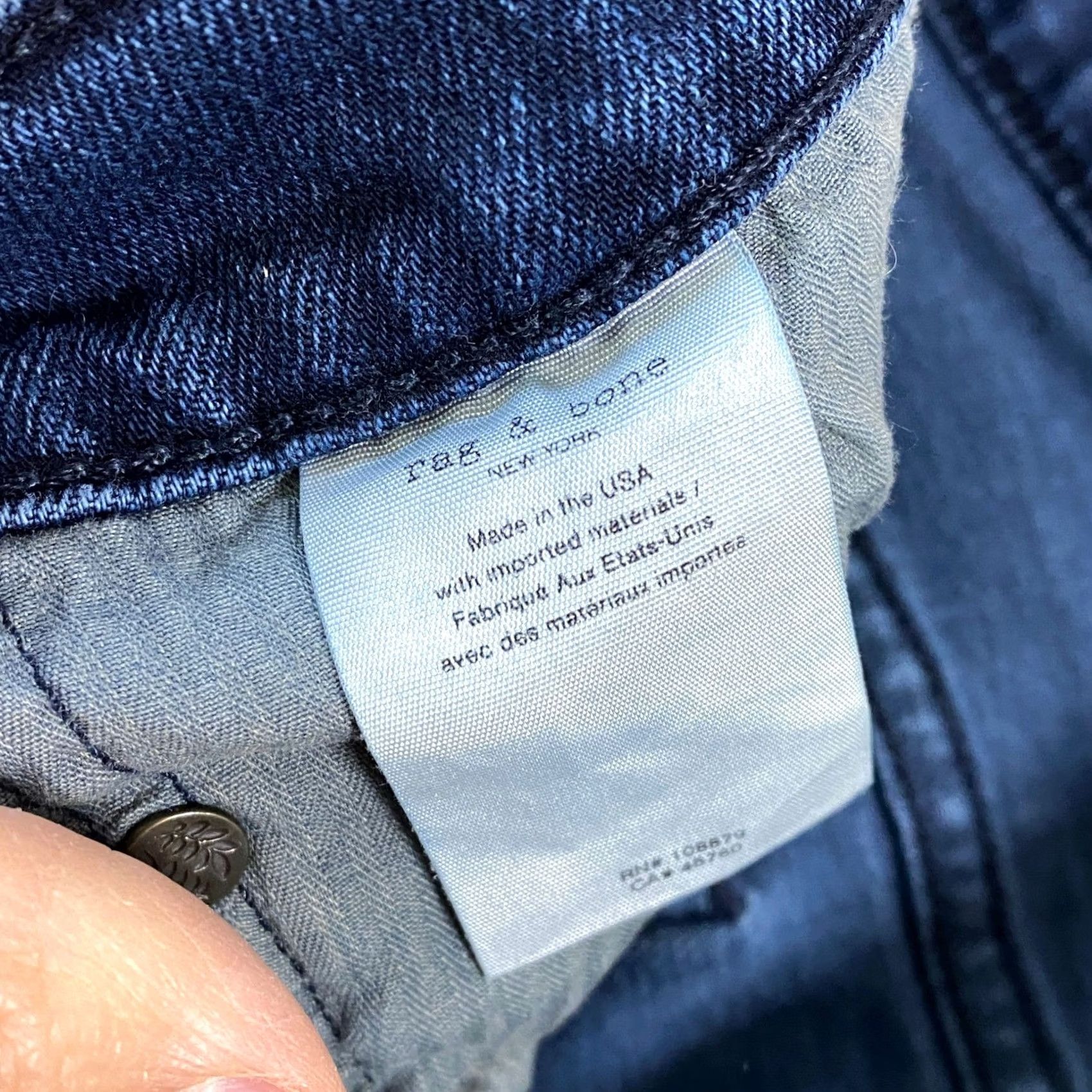 Rag & Bone Rag & Bone Jeans Bayview Dark Blue Extra Slim 34 Mens Cotton Blend Denim 5-Pocket Modern City Streetwear Trousers Skinny Rise Mid Button Fly Size US 34 / EU 50 - 3 Thumbnail