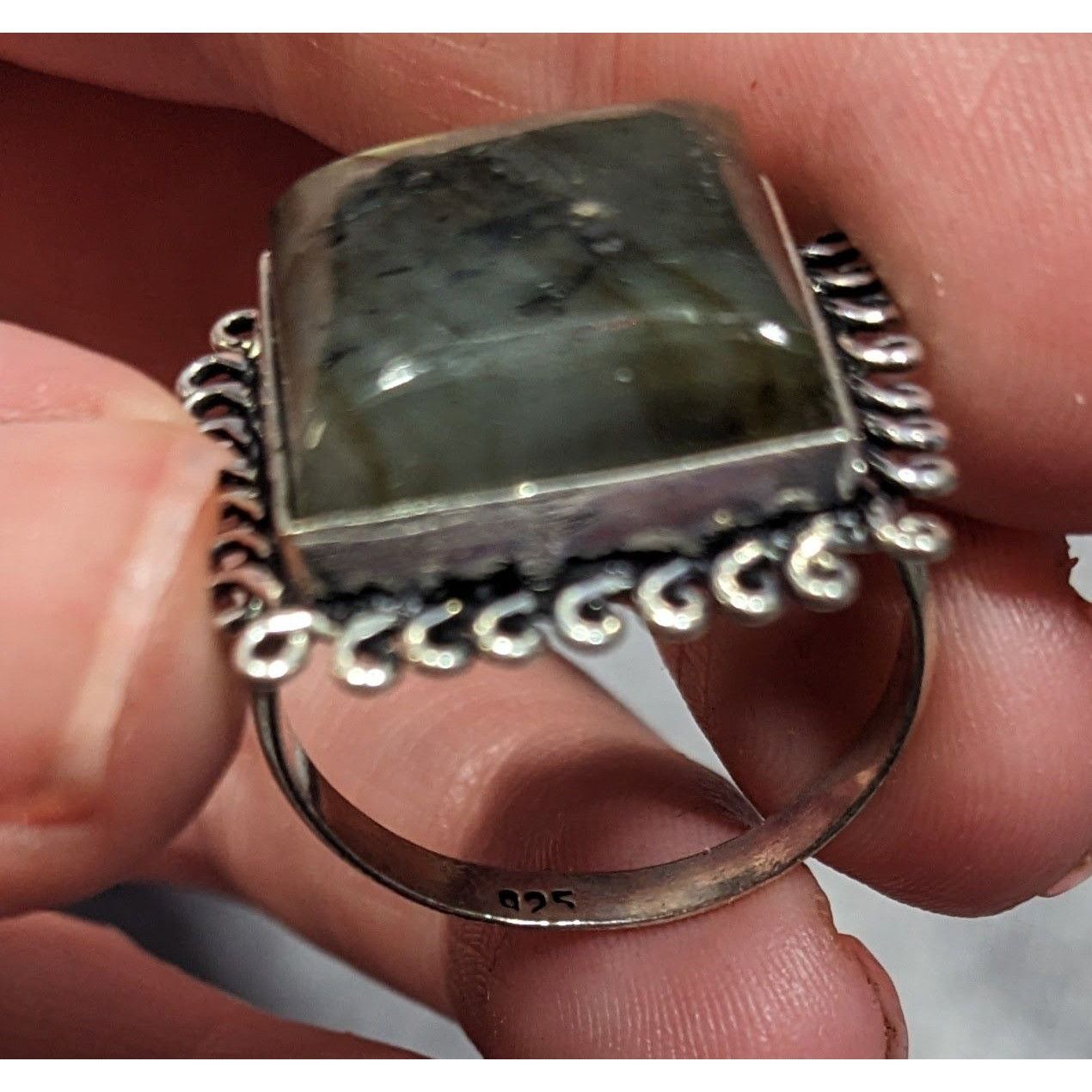 Other Whimsical Labradorite Square Cut Sterling Silver Ring Size 1 Size ONE SIZE - 10 Thumbnail