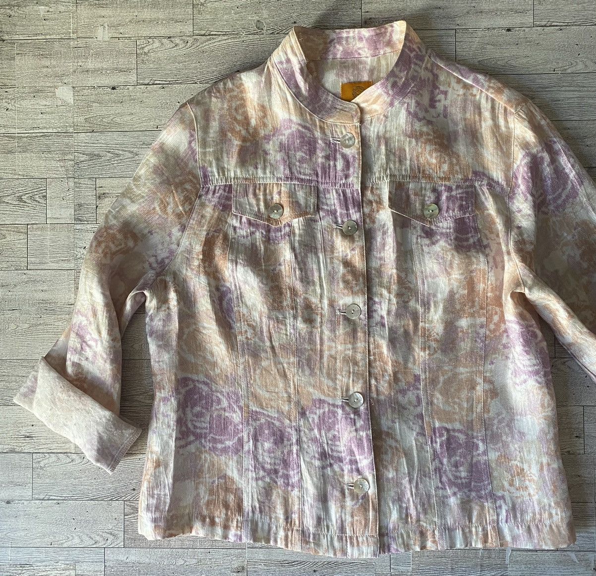 Vintage Ruby Rd., Vintage, Pastel, Rose Print, Lightweight Jacket Size S / US 4 / IT 40 - 4 Thumbnail