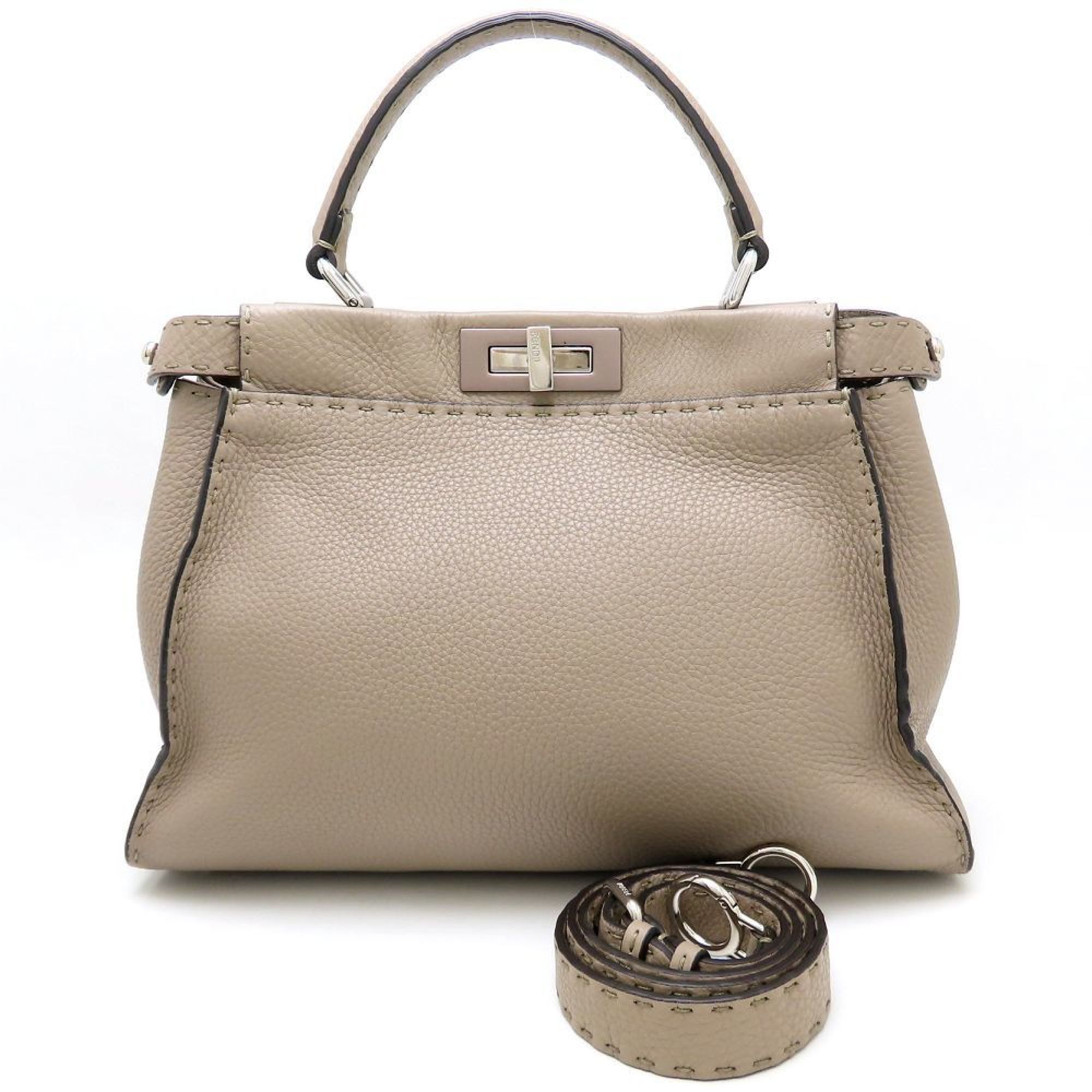 Fendi FENDI Peekaboo 8BN290 Handbag Selleria Leather Greige 352378 Size ONE SIZE - 1 Thumbnail
